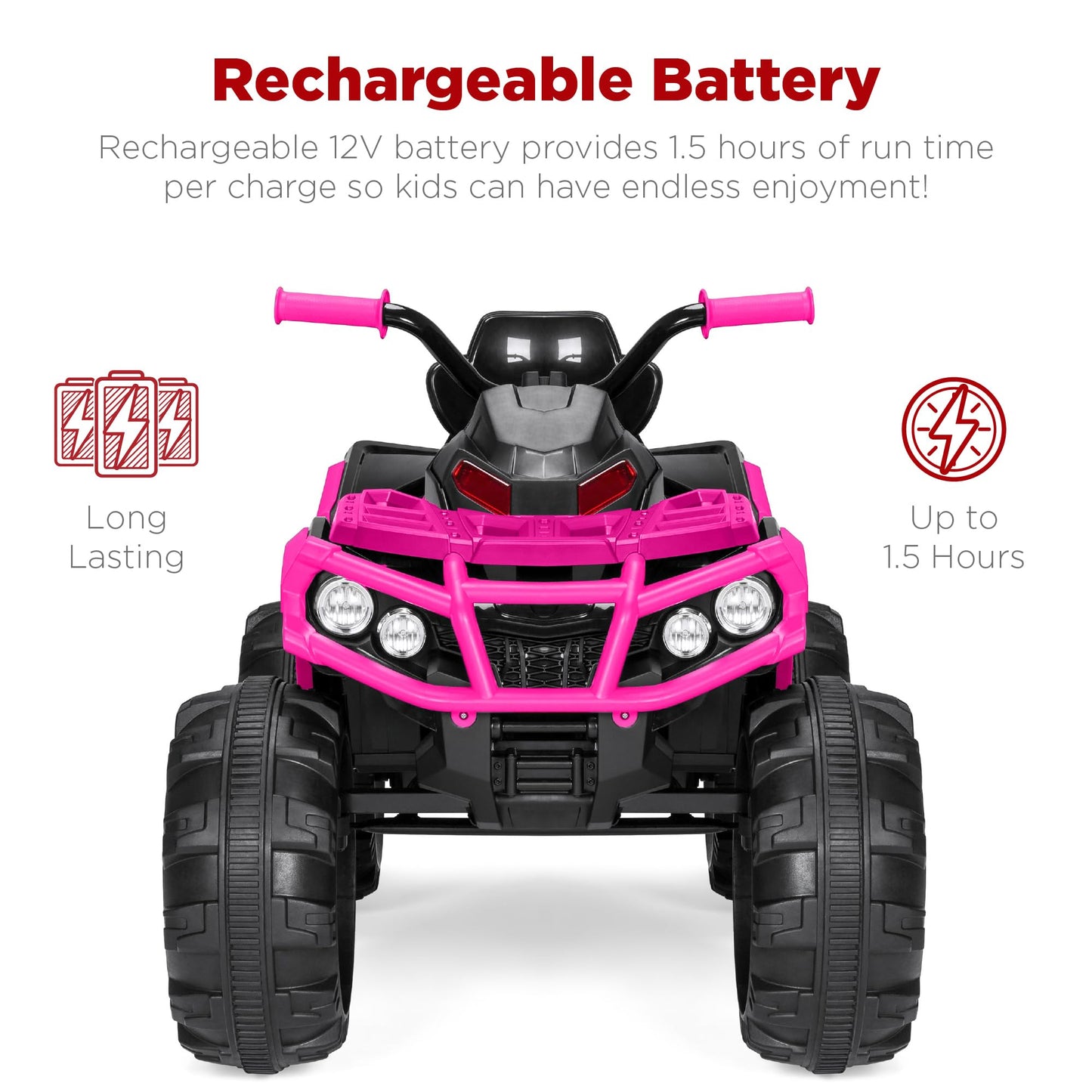 Best Choice Products 12V Kids Ride-On Electric ATV, 4-Wheeler Quad Car Toy w/Bluetooth Audio, 3.7mph Max Speed, Treaded Tires, LED Headlights, Radio - Black