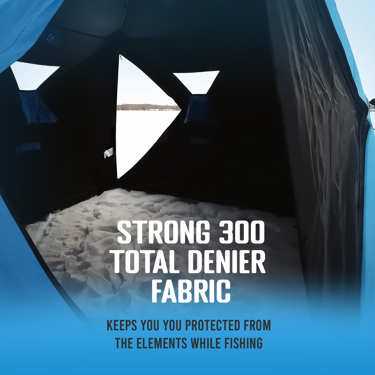 CLAM Lightweight Portable Pop Up Ice Fishing Angler Thermal Hub Shelter Tent with Anchors, Tie Ropes, and Carrying Bag