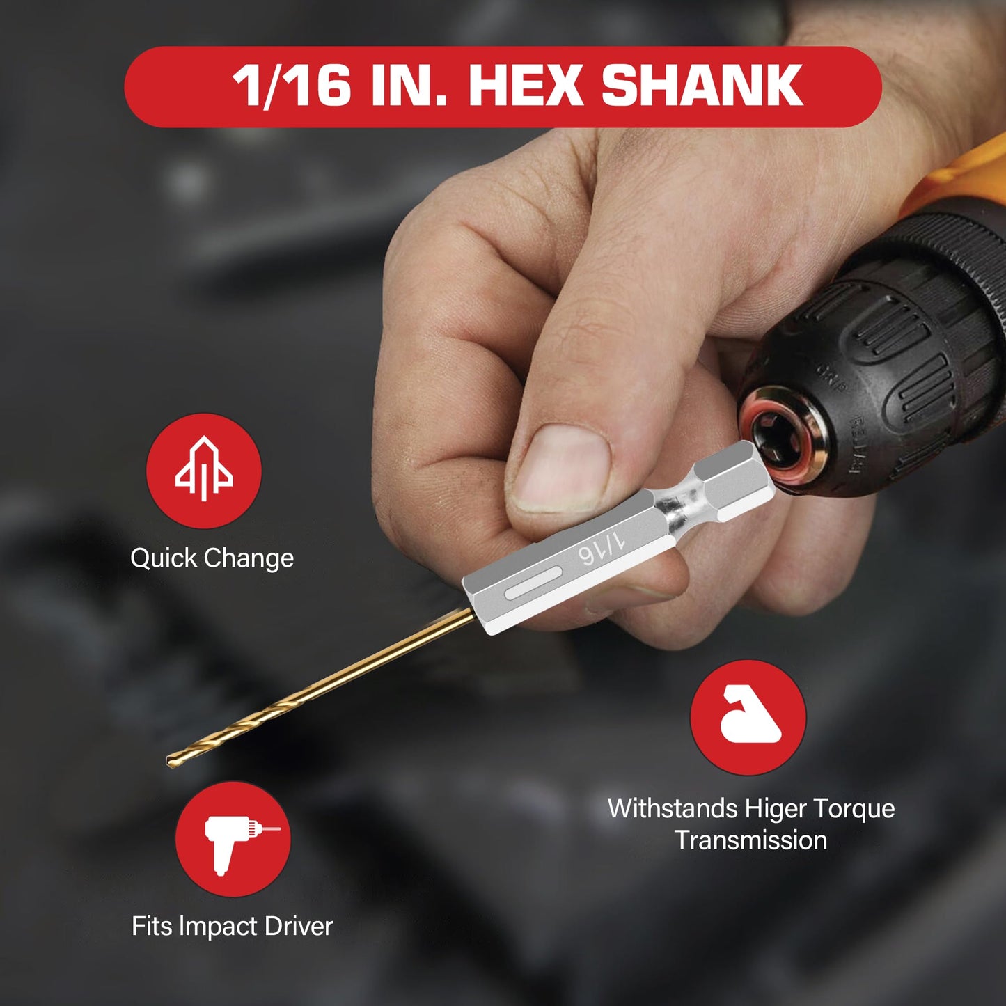 99PC Drill Bit Set, 135° Tip Titanium Coated High Speed Steel, Twist Drill Bit Kit for Iron, Aluminum Alloy, Copper, Wood, Plastic, with Storage Case 1/16"-3/8"