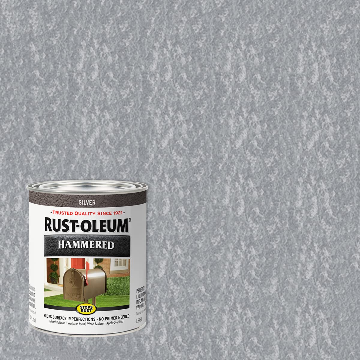 Rust-Oleum 7215502 Stops Rust Hammered Finish Brush Paint, Quart, Black