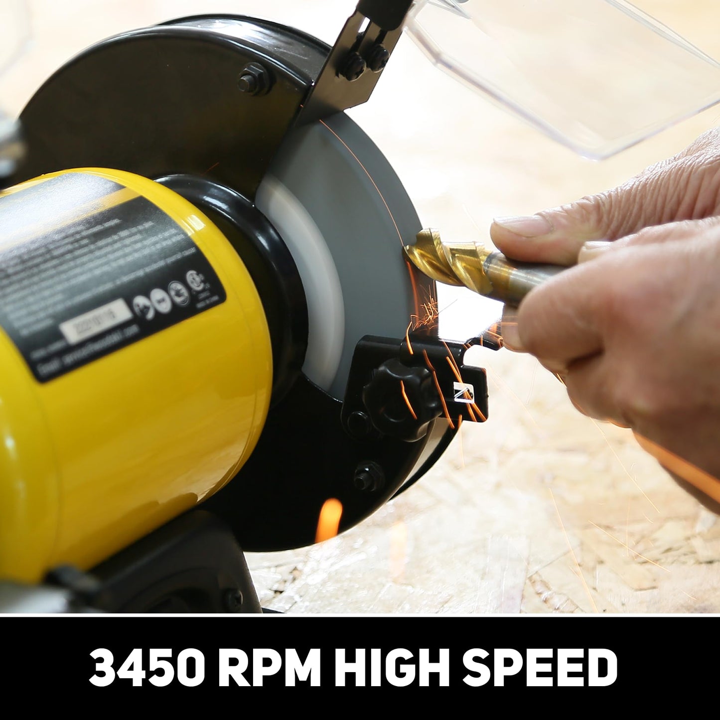 4.8A 3/4HP 8-Inch Bench Grinder, 3600rpm Table Grinder with Two Protective Eye Masks and Two Grinding Wheels Multipurpose Grinders for Metal, Knife, Dental, Amber, Jewelry, Jade