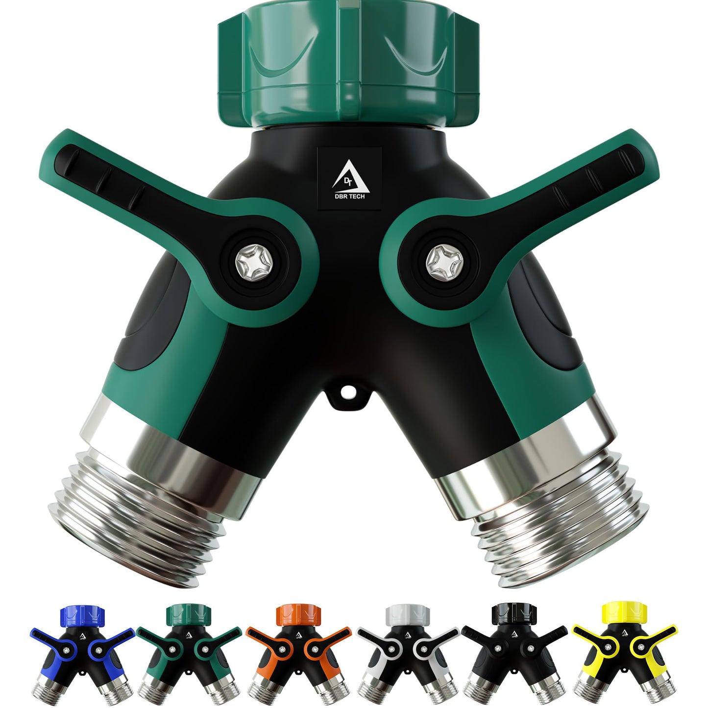 Hose Splitter 2 Way, Heavy Duty Metal Connector, Two Way Garden Hose Splitter, High Flow Spigot Faucet Bib Adapter, Solid Double Y Shut Off Valve for Outdoor Gardening Hoses, Orange