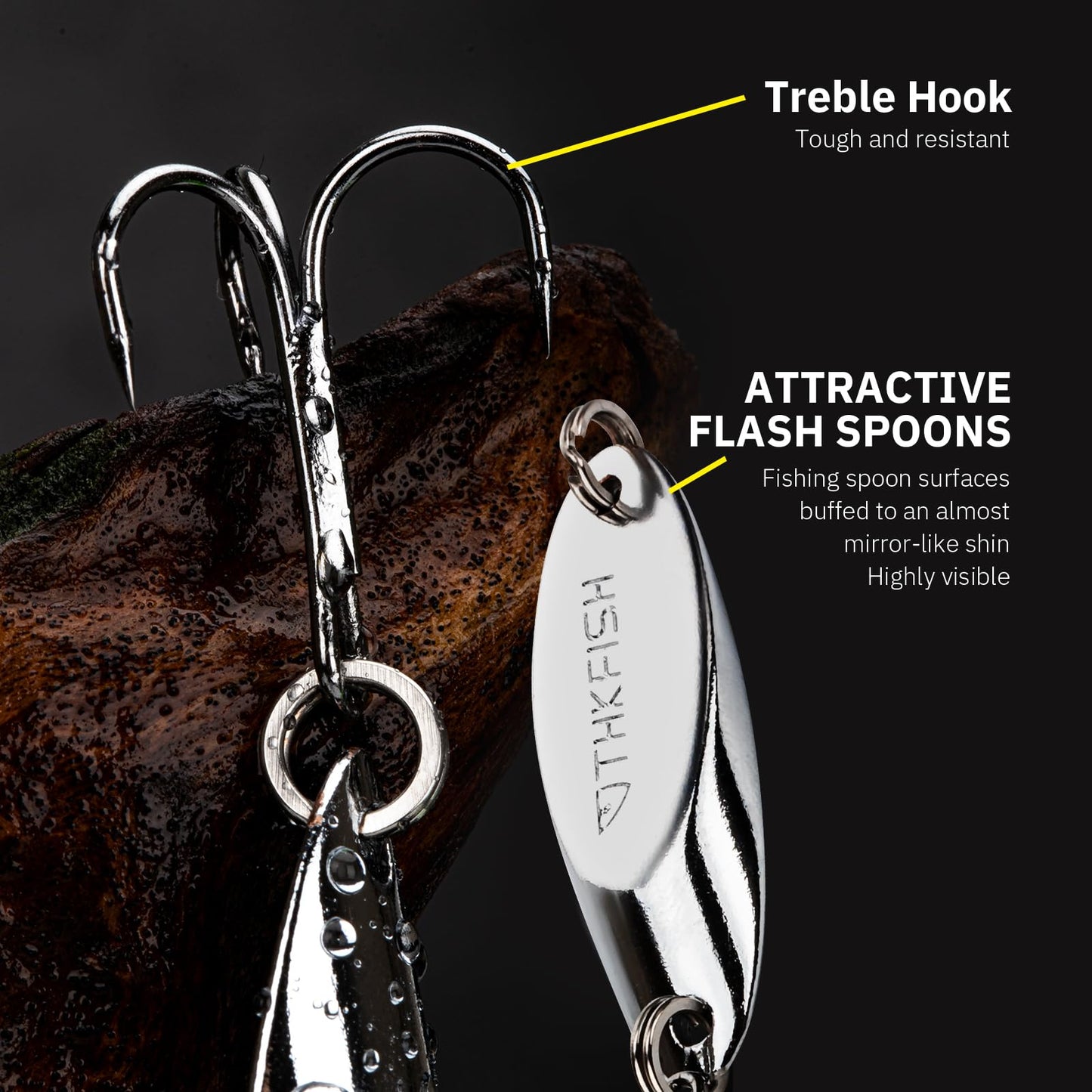 THKFISH Fishing Lures Trout Lures Fishing Spoons Lures for Trout Pike Bass Crappie Walleye 1/8oz 1/5oz 1/4oz 3/8oz 1/2oz 3/4oz 5pcs