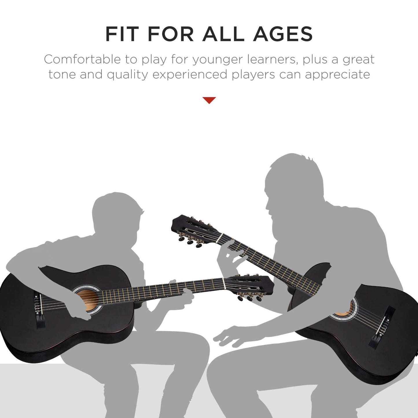 Best Choice Products 38in Beginner All Wood Acoustic Guitar Starter Kit w/Gig Bag, 6 Picks, Nylon Strings, Strap w/Pick Holder - Matte Black