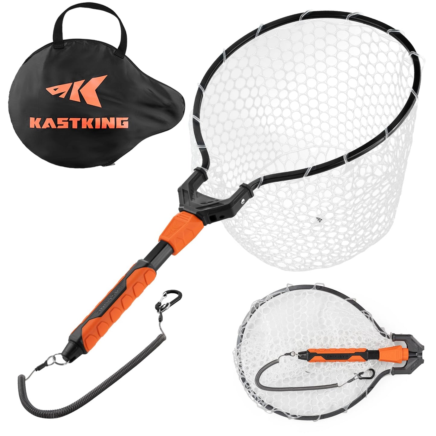 KastKing Titanet Fishing Net, Durable Aluminum Handle, Non-Slip Hi-vis Grip, Compact Storage Bag & Lanyard, Ideal for Kayak & Wading Fishing, Two Net Options