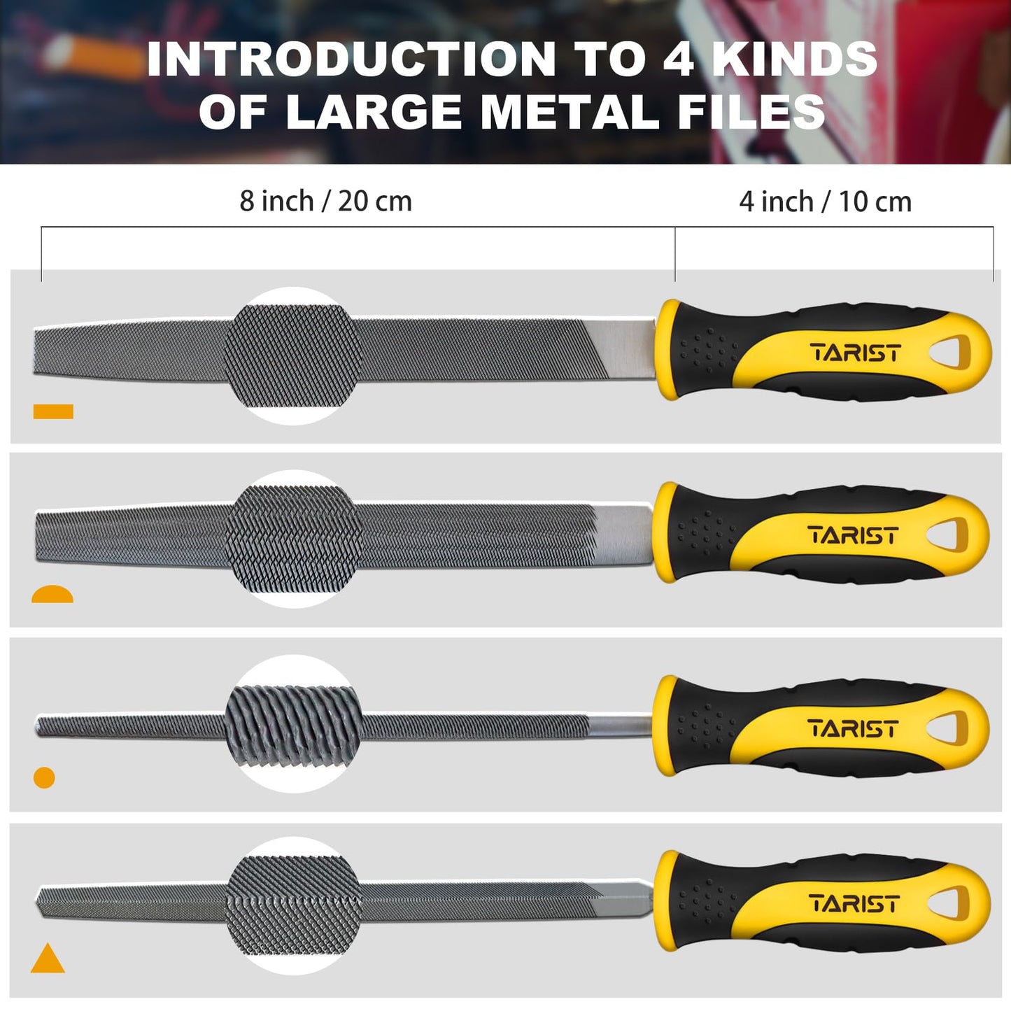 3-Piece 8" Wood Rasp File Set, Includes Flat/Half-Round/Round. For Woodworking & Sharping Wood