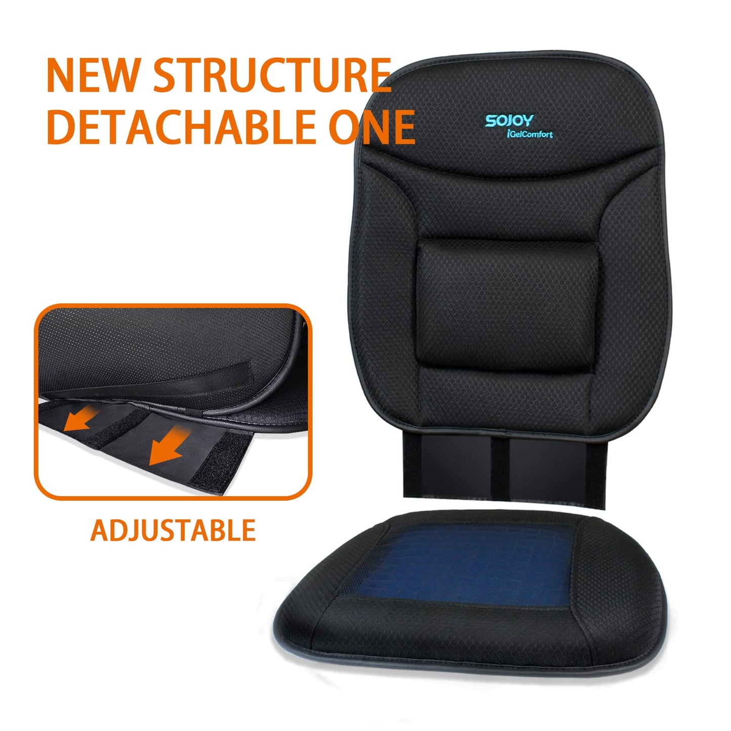 Sojoy Truck Seat Cushion with Firm Lumbar Support,Gel Seat Cushion with Upper Lower Back Support Pillow for Office,Car,Truck, Pain Relief Coccyx Seat Cushion