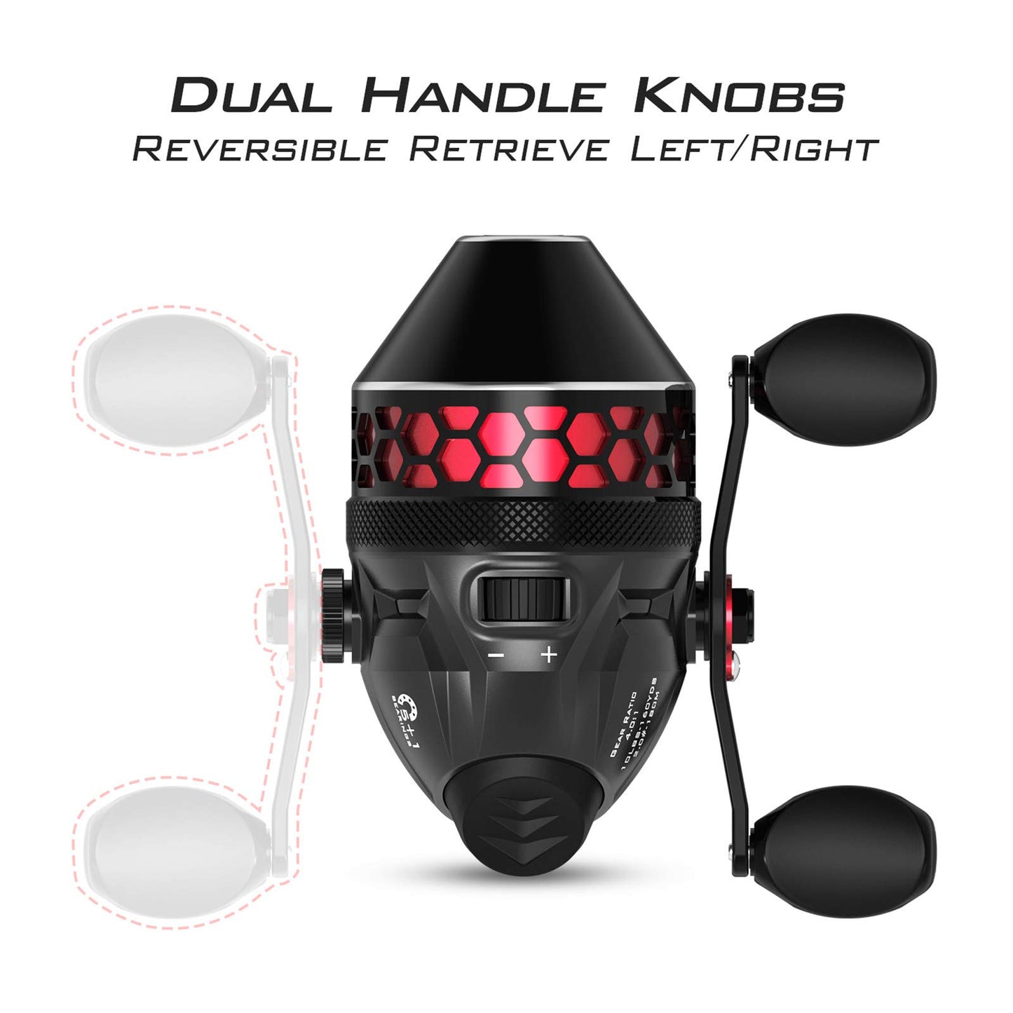 KastKing Brutus Spincast Fishing Reel,Easy to Use Push Button Casting Design,High Speed 4.0:1 Gear Ratio,5 MaxiDur Ball Bearings, Reversible Handle for Left/Right Retrieve, Includes Monofilament Line.
