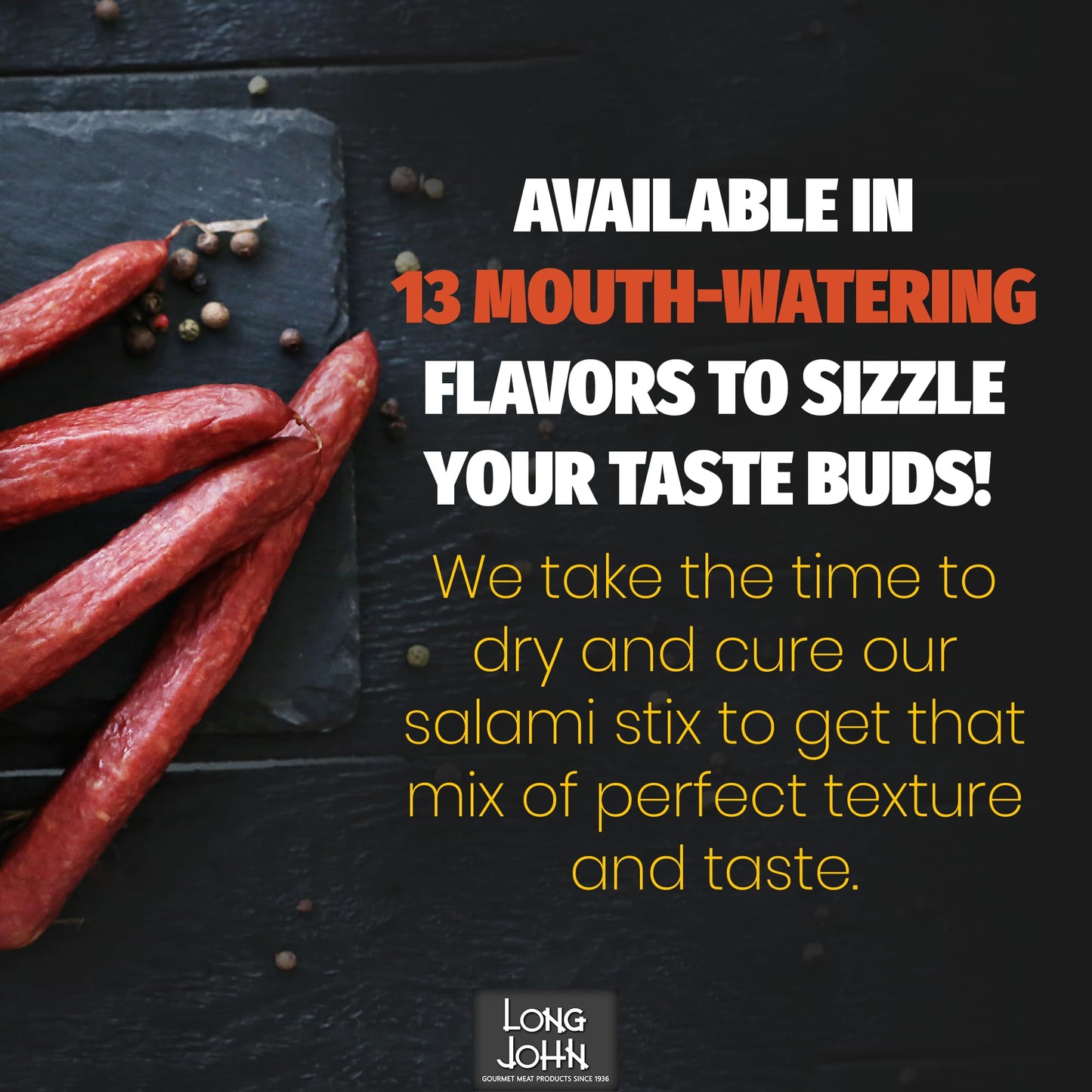Long John Snacks Italian Style Dried Salami Stix – Premium Italian Blend Hand Crafted Pork & Beef Cuts – Gluten-Free, Bold Flavor & Low Heat – Smoked & Italian-Style Dried to Perfection - 16oz.