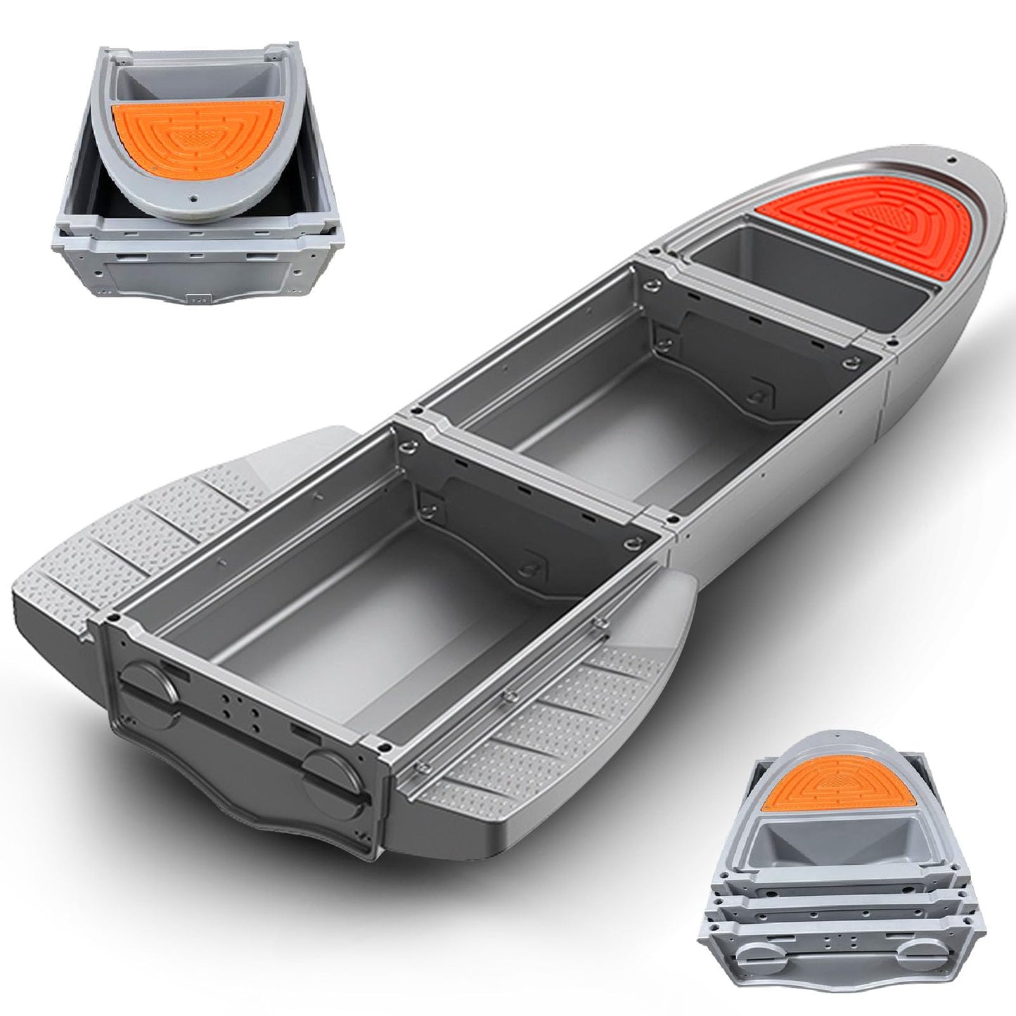Fishing Boat, B1 Pontoon Boat with 3 Foldable Modular Boats and 2 Pontoons, 1300lb Capacity Row Boat 4-6 Adults Fishing Boats with Fish Tank for Hunting, Fishing, Rescuing and Touring