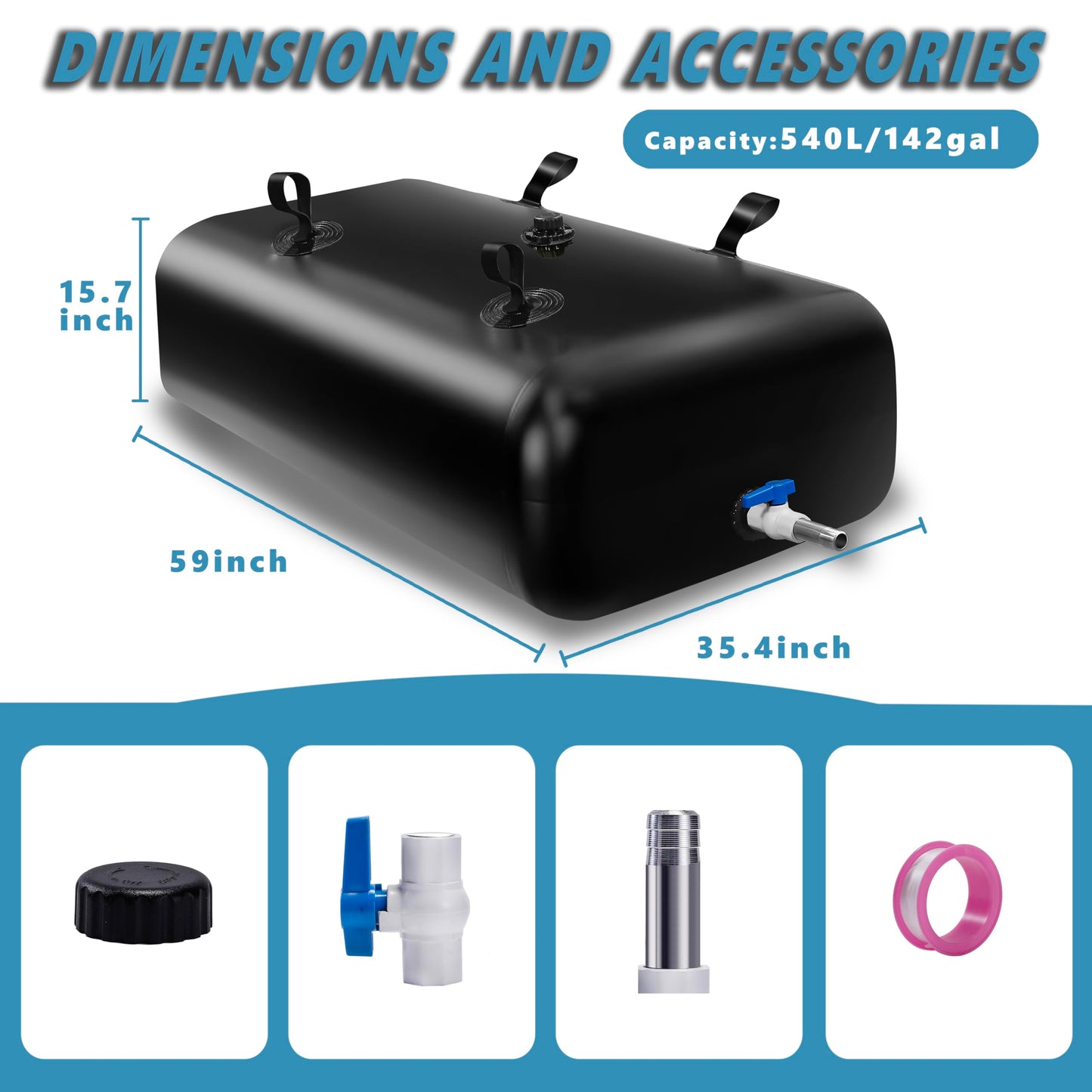 Portable Large Capacity Water Storage Bladder Containers, Foldable Water Bladder Tank, Camping Garden Drought Resistance Agricultural Irrigation Outdoor RV Emergency Water