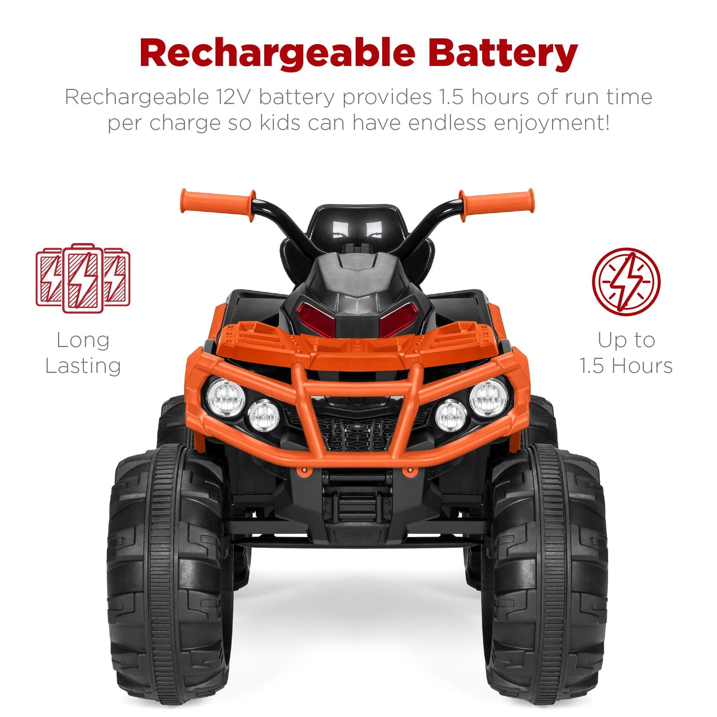 Best Choice Products 12V Kids Ride-On Electric ATV, 4-Wheeler Quad Car Toy w/Bluetooth Audio, 3.7mph Max Speed, Treaded Tires, LED Headlights, Radio - Black