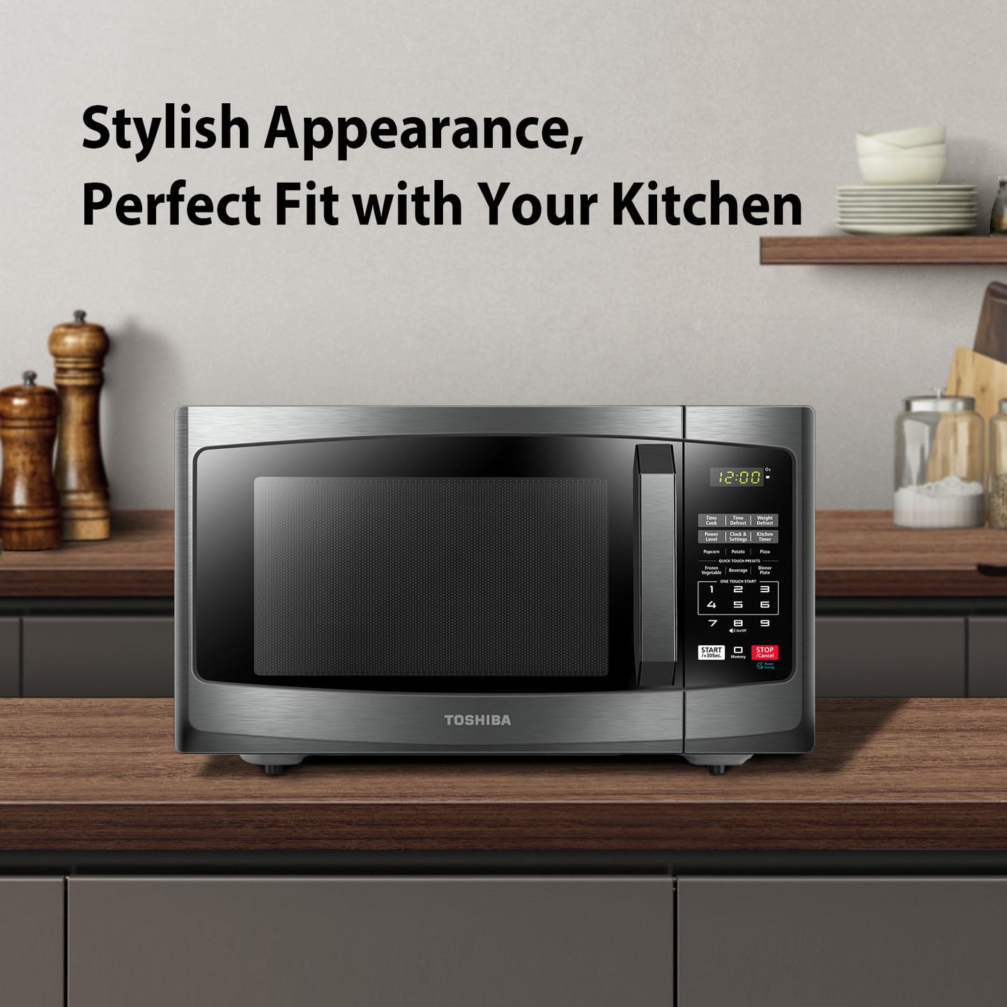TOSHIBA Small Microwave Oven with 11 Power Levels, Sound On/Off & Eco Mode, Cu Ft, 700W, Black, MM-EM07PA(BK), ChefDefrost-0.7 Cu.Ft