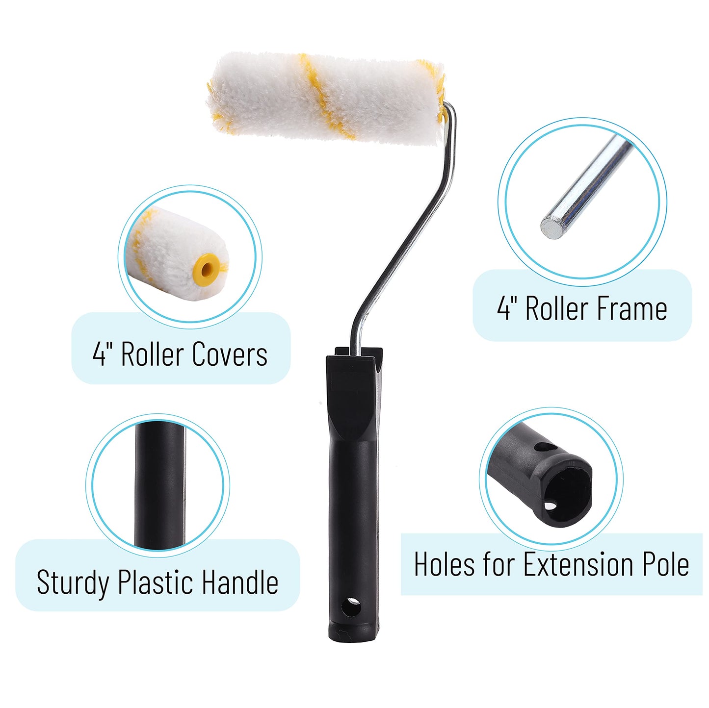 Bates Paint Roller - Paint Brush, Paint Tray, Roller Paint Brush, 11 Piece Home Painting Supplies, Foam Brush, House Painting Tray, Painting Tools, Roller and Paint Brushes, Interior Paint Brushes