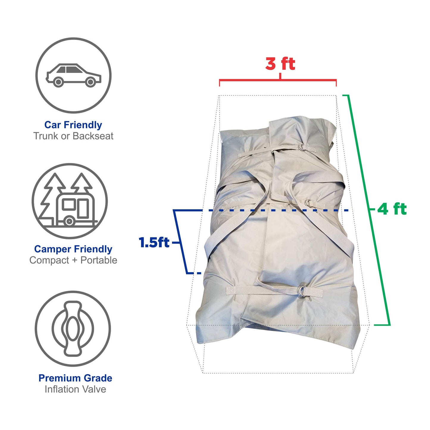 10ft 6in Newport Model Inflatable Dinghy Boat Transom Sport Tender - 5 Person - 15HP USCG Rated, White/Gray