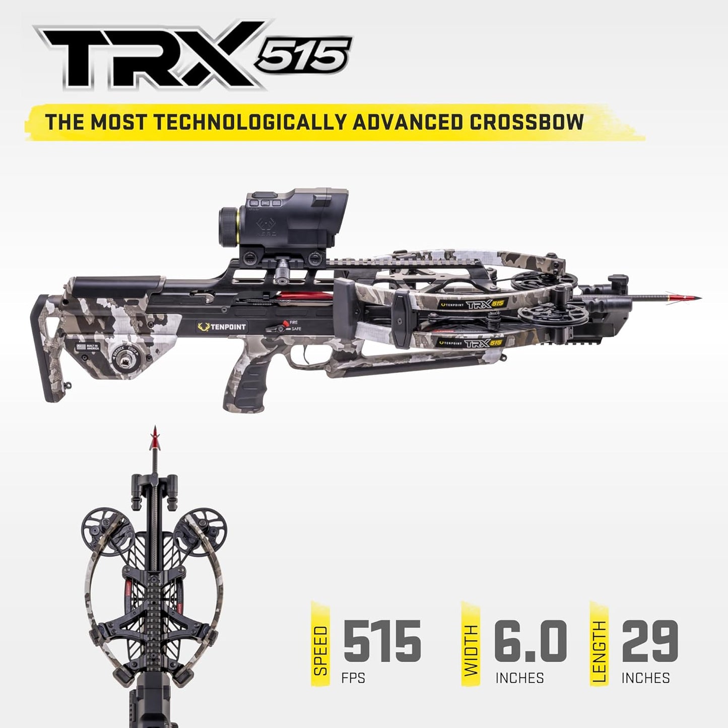 TenPoint TRX 515 XERO, Vektra - 515 FPS - Fastest, Most Accurate, Most Advanced Crossbow in the World - Includes Garmin XERO X1i Rangefinding Scope, ACUslide MAXX & Three CenterPunch HPX Carbon Arrows
