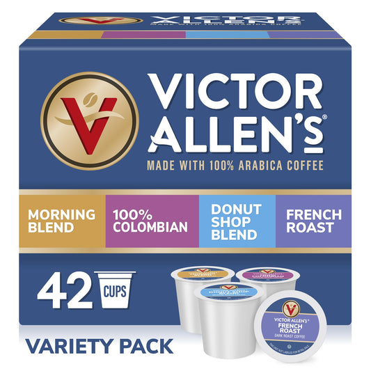 Victor Allen's Coffee Variety Pack (Morning Blend, 100% Colombian, Donut Shop Blend, and Italian Roast), 80 Count, Single Serve Coffee Pods for Keurig K-Cup Brewers