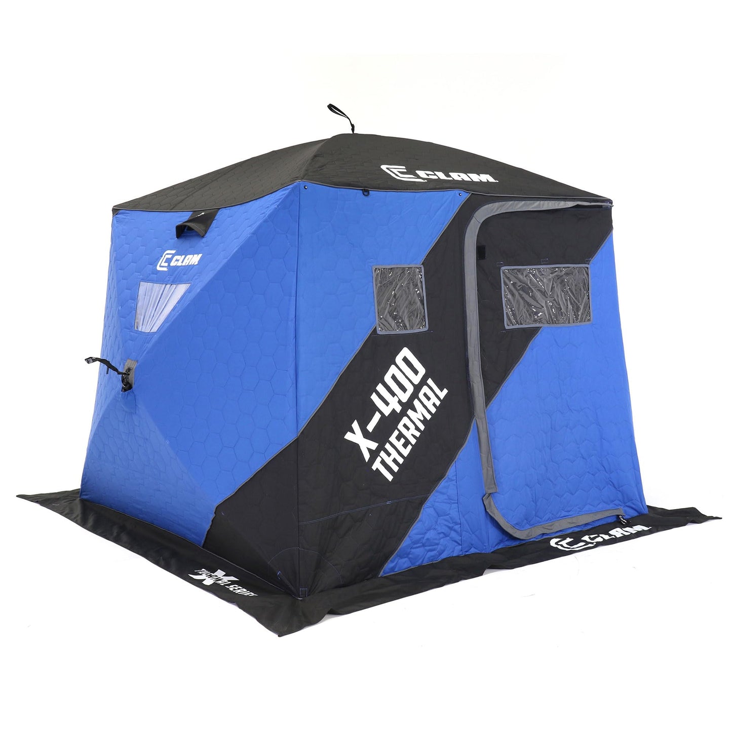 CLAM Portable Fishing Angler Thermal Hub Shelter Tent with Anchor Straps, Carrying Bag