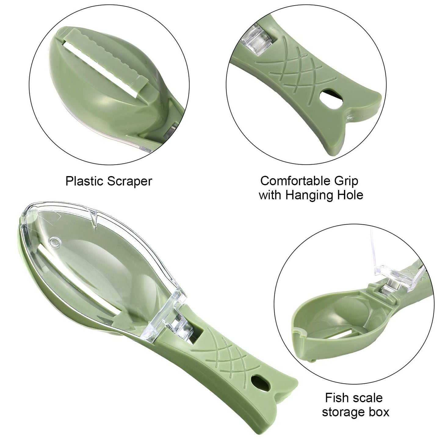 Honoson 4 Pieces Stainless Steel Fish Scale Remover Cleaner Kitchen Scaler Fish Skin Graters Cleaning Peeler Scaler Scraper with Bottle Opener for Kitchen Cleaning Tools