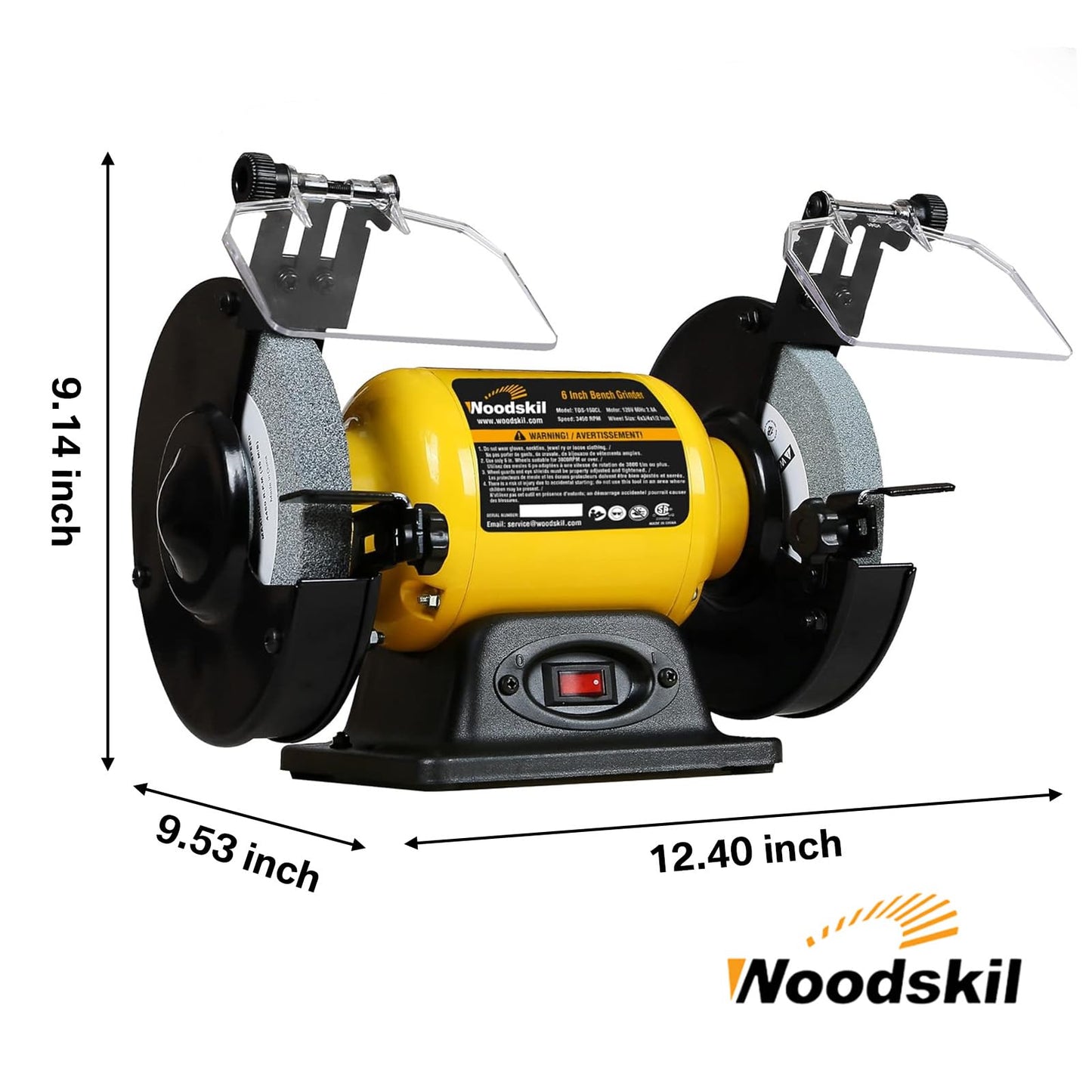 4.8A 3/4HP 8-Inch Bench Grinder, 3600rpm Table Grinder with Two Protective Eye Masks and Two Grinding Wheels Multipurpose Grinders for Metal, Knife, Dental, Amber, Jewelry, Jade