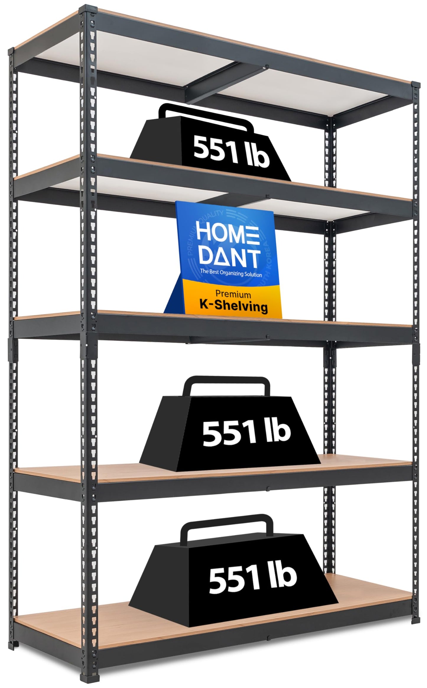 HOMEDANT 5 Tier Laminated Boltless Heavy Duty Garage Storage Adjustable Wide Size Metal Shelving Unit Utility Rack Shelves Organization Multipurpose Shelf Shed Warehouse 47.7"W x 24.1"D x 71.3"H 2Pack