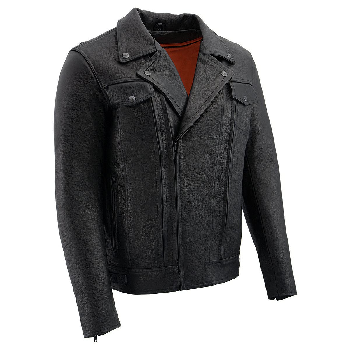 Milwaukee Leather LKM1781 Men's The Legend Classic Black Premium Leather Motorcycle Jacket w/Quilted Liner