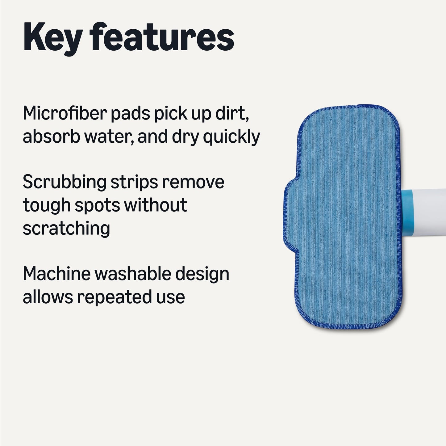 Amazon Basics Washable Steam Mop Replacement Pads for All Hard Floors, 4-Pack