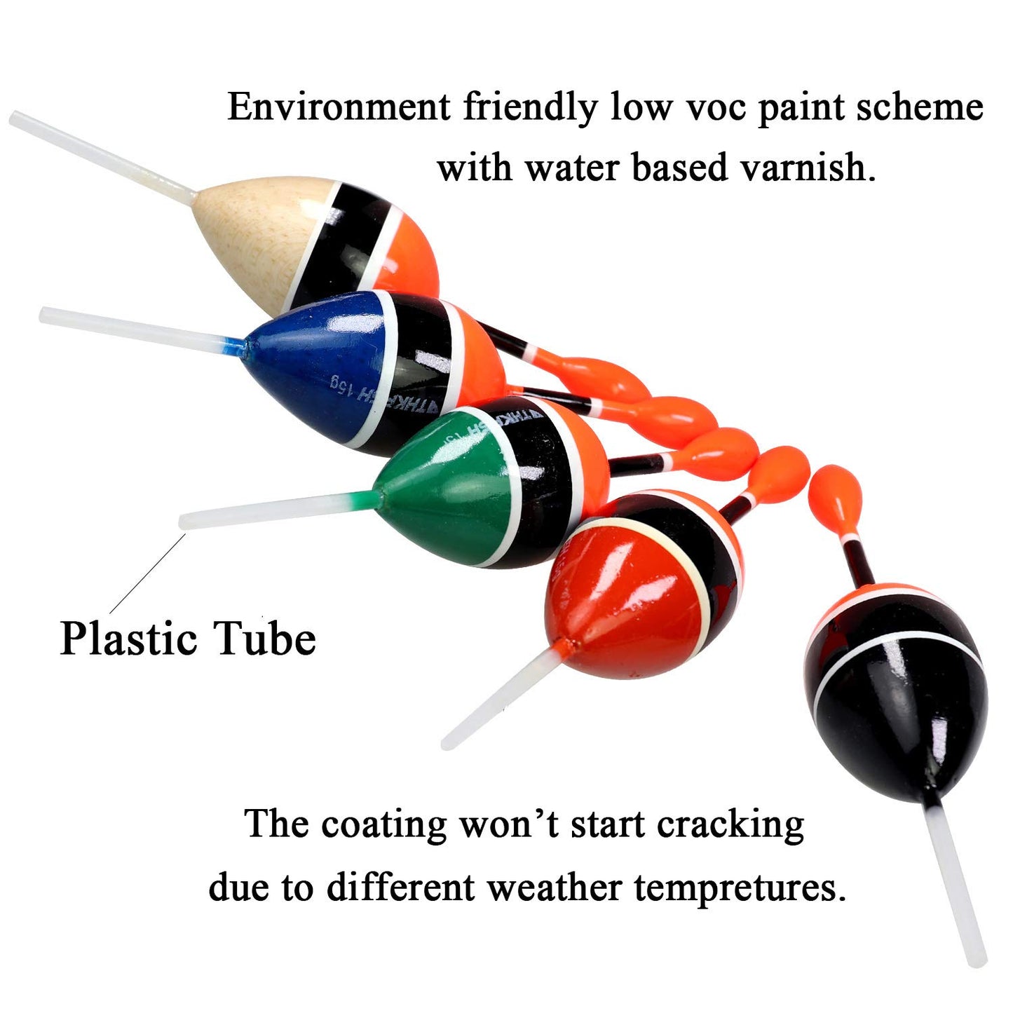 THKFISH Fishing Floats Bobbers Slide Floats Balsa Fishing Bobber Slip Bobbers for Crappie Panfish Trout Bass (1/2oz 2"x5.28") (1/6 1.6"x4.8") 5Pcs