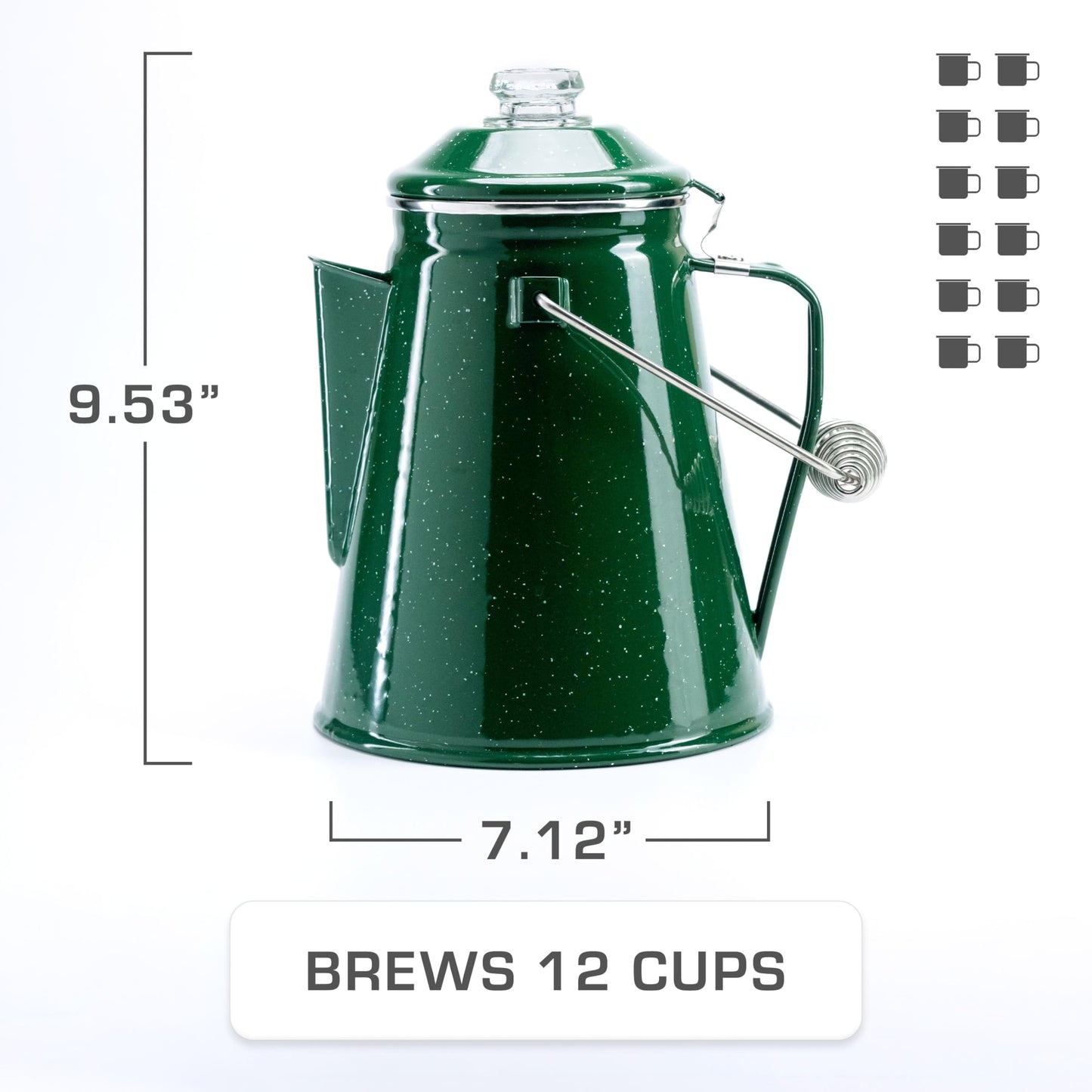 COLETTI Classic Percolator Coffee Pot — Coffee Percolator, Camping Kettle – The Original Camping Coffee Pot, Now Modernized – For Campsite Brewmasters Everywhere [Black Enamel, 12 Cup]