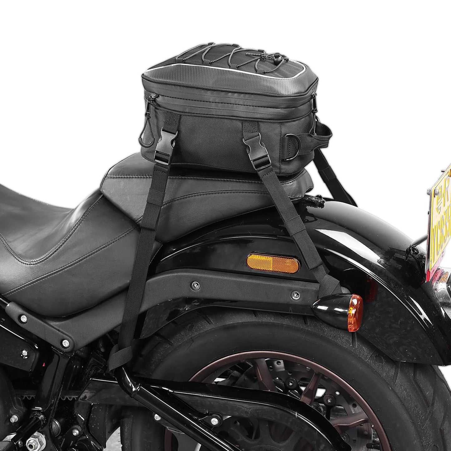 KEMIMOTO Motorcycle Tail Bag, Dual Use Motorcycle Rear Seat Bag with Waterproof Rain Cover, 22L-34L Expandable Motorbike Helmet Bag Luggage Storage Backpack with 6 straps