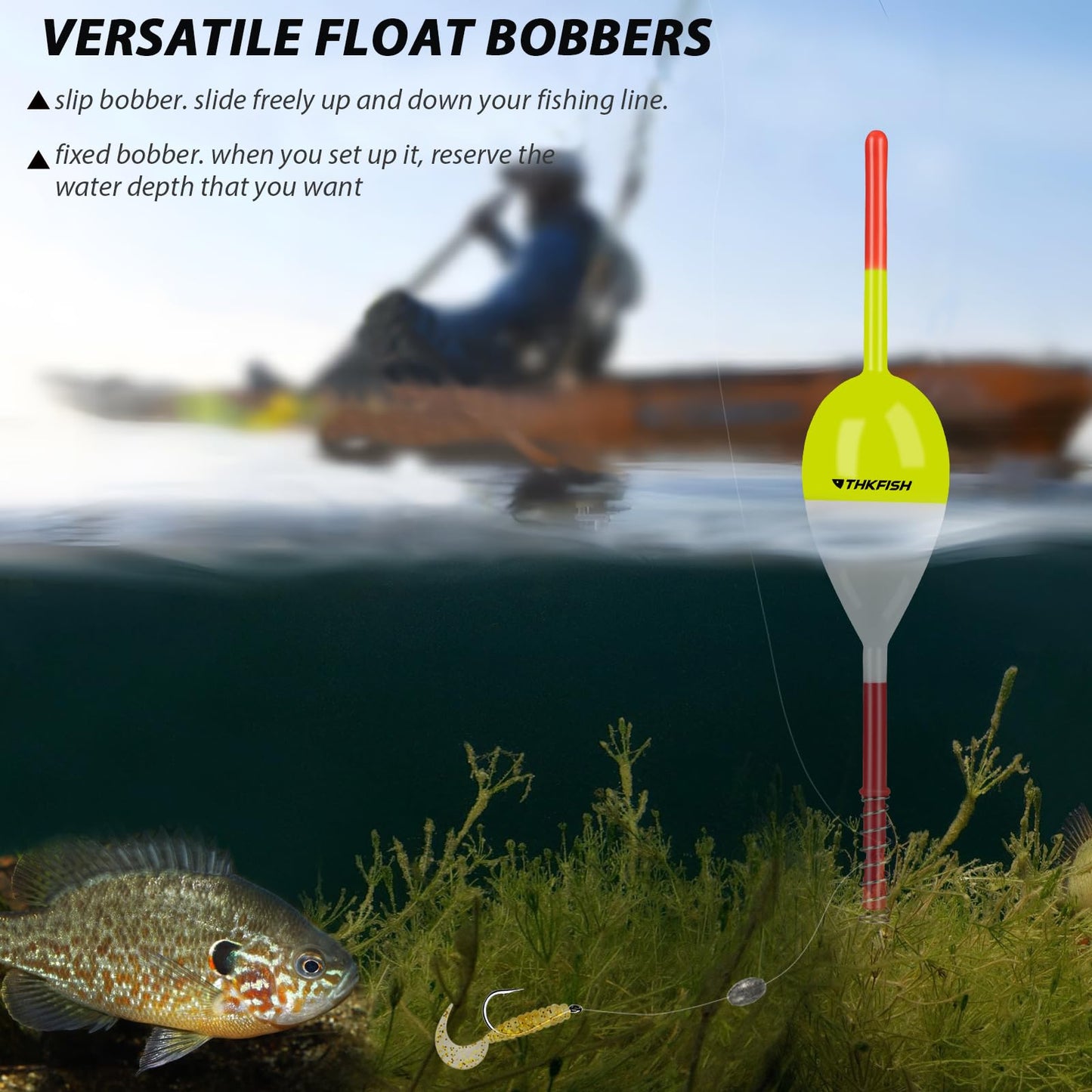 THKFISH Fishing Floats and Bobbers Balsa Wood Floats Spring Bobbers with Oval Slip Bobbers for Crappie Panfish Walleyes Fixed Bobber (1"X0.7"X6") (1.25"X0.75"X6") (2"X1.14"X5.86") 5pcs