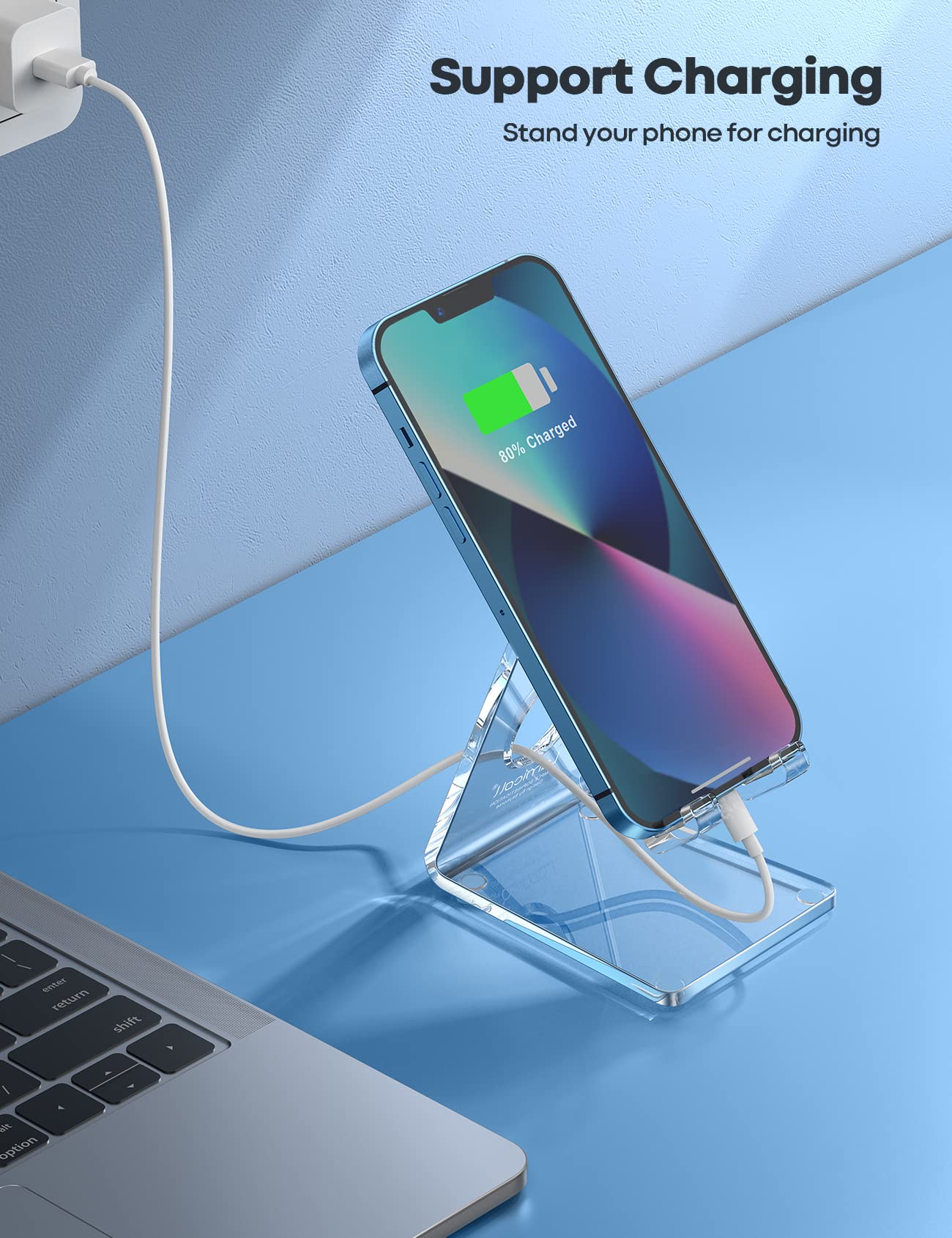 Lamicall Cell Phone Stand, Desk Accessories - Clear Office Cell Phone Holder, Acrylic Phone Stand, Desktop, Acrylic Office Desk Accessories, Office Decor, Suitable for iPhone, 4-8'' Phone