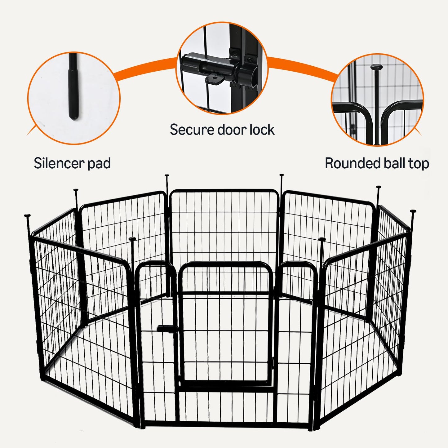Amazon Basics Dog Playpen, 8 Panels Metal Fence with Door, Foldable for Indoor and Outdoor Use, Suitable for Small to Medium Sized Dogs, 30 Inch Height, Black