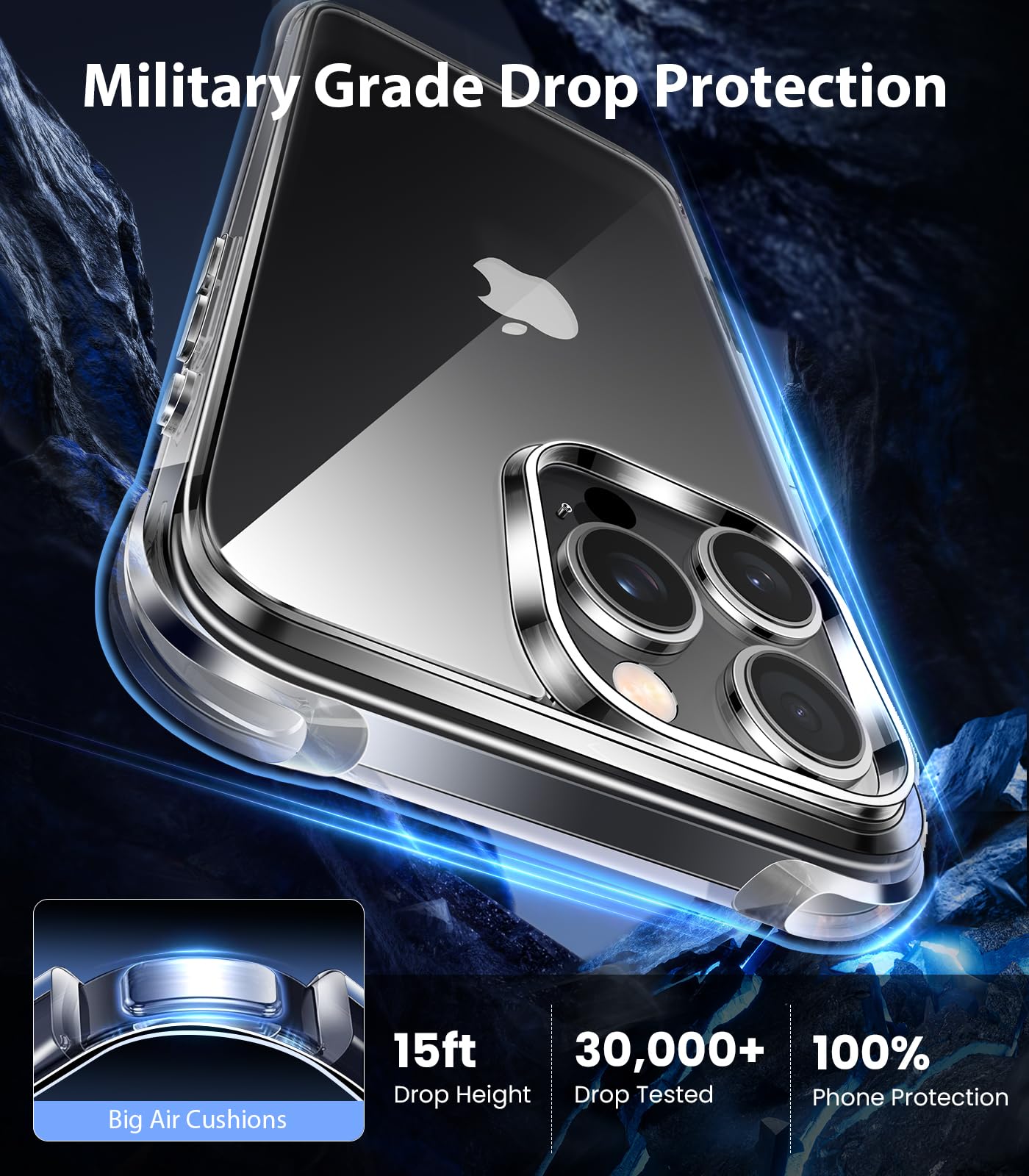 Mkeke for iPhone 16 Pro Max Case Clear [Not-Yellowing] [Military-Grade Drop Protection] Shockproof Protective Clear iPhone 16 Pro Max Case Phone Bumper case for Apple 6.9 inch 2024