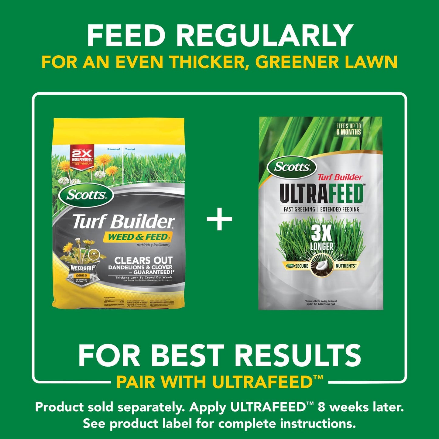Scotts Turf Builder Weed and Feed3 - Weed Killer Plus Lawn Fertilizer, Controls Dandelion and Clover, Grass Fertilizer For Up To 5,000 sq. ft., 14.29 lbs.