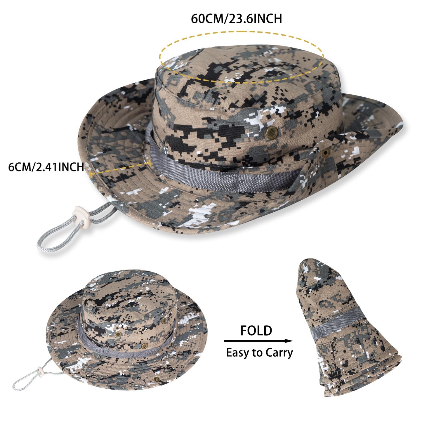 Sun Hats for Men Women Boonie Hat UPF 50+ Bucket Hat Wide Brim UV Protection Fishing Hiking Safari Outdoor Hats