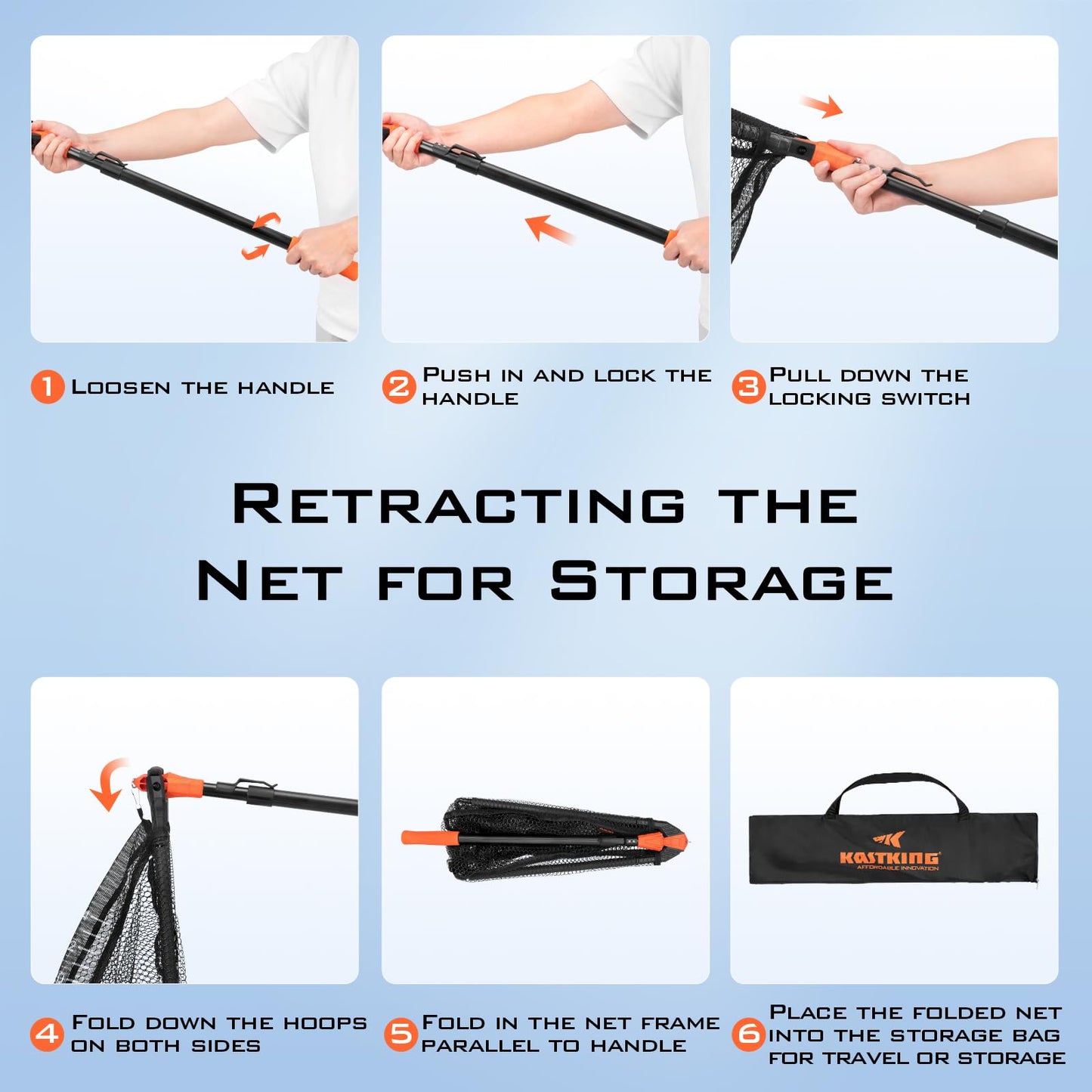 KastKing Pontus Fishing Net, Foldable & Lightweight Landing Net with Built in Length Scale, Strength Aluminum Handle, Fishing Gear and Gift for Men