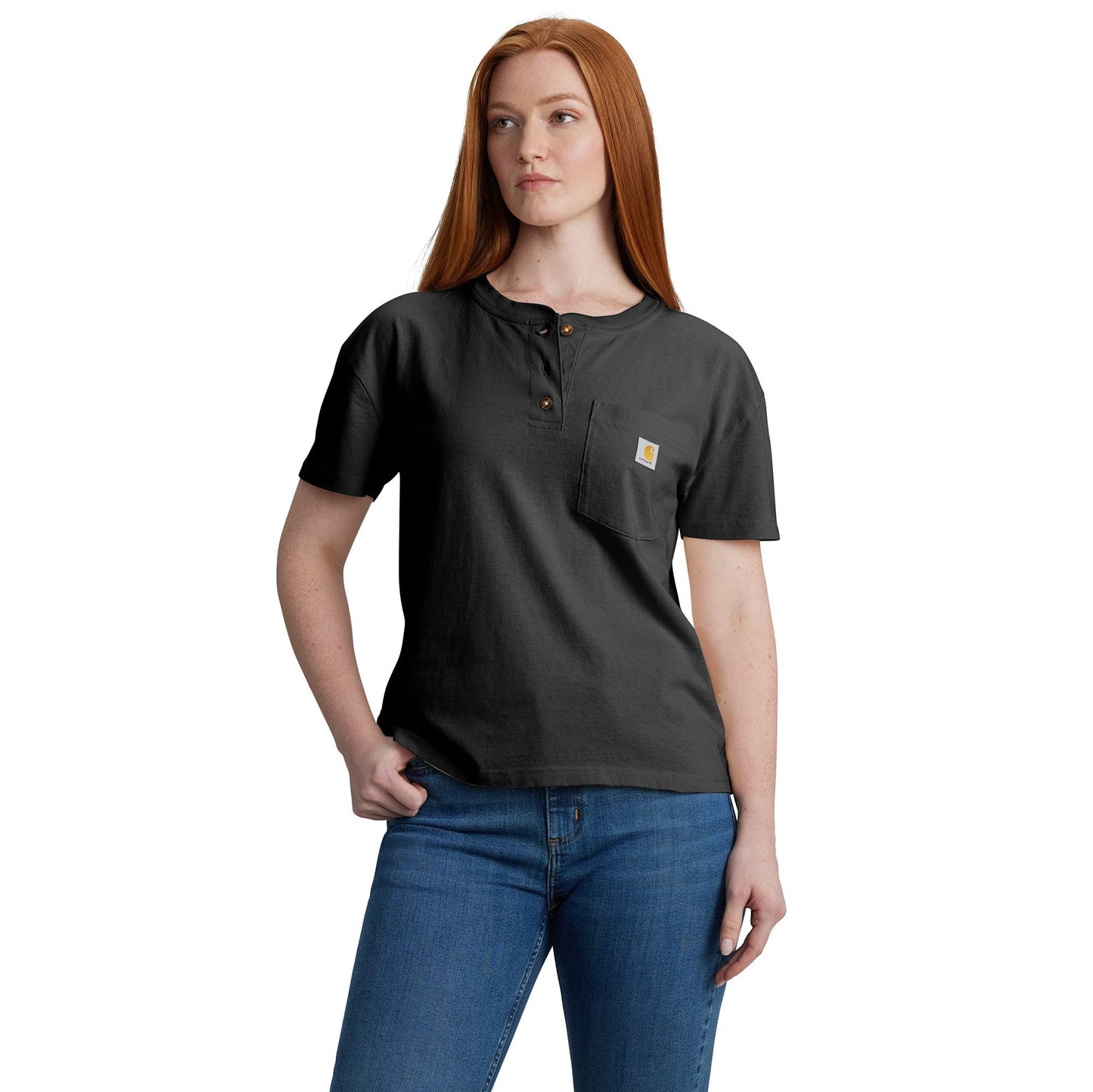 Carhartt Women's Loose Fit Short-Sleeve Heavyweight Henley T-Shirt