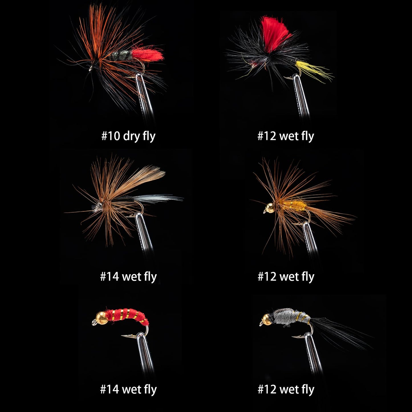 Goture Fly Fishing Flies Kit,25pcs/30pcs/100pcs Fly Fishing Lures,Dry Flies Wet Flies Streamers Nymphs Flies, Fly Fishing Assortment Kit for Bass Trout Salmon Fishing
