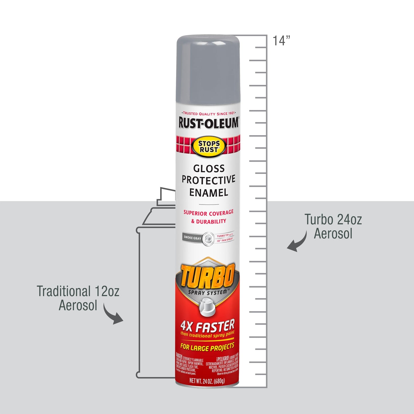 Rust-Oleum 376298 Stops Rust Turbo Spray System Spray Paint, 24 oz, Flat Black