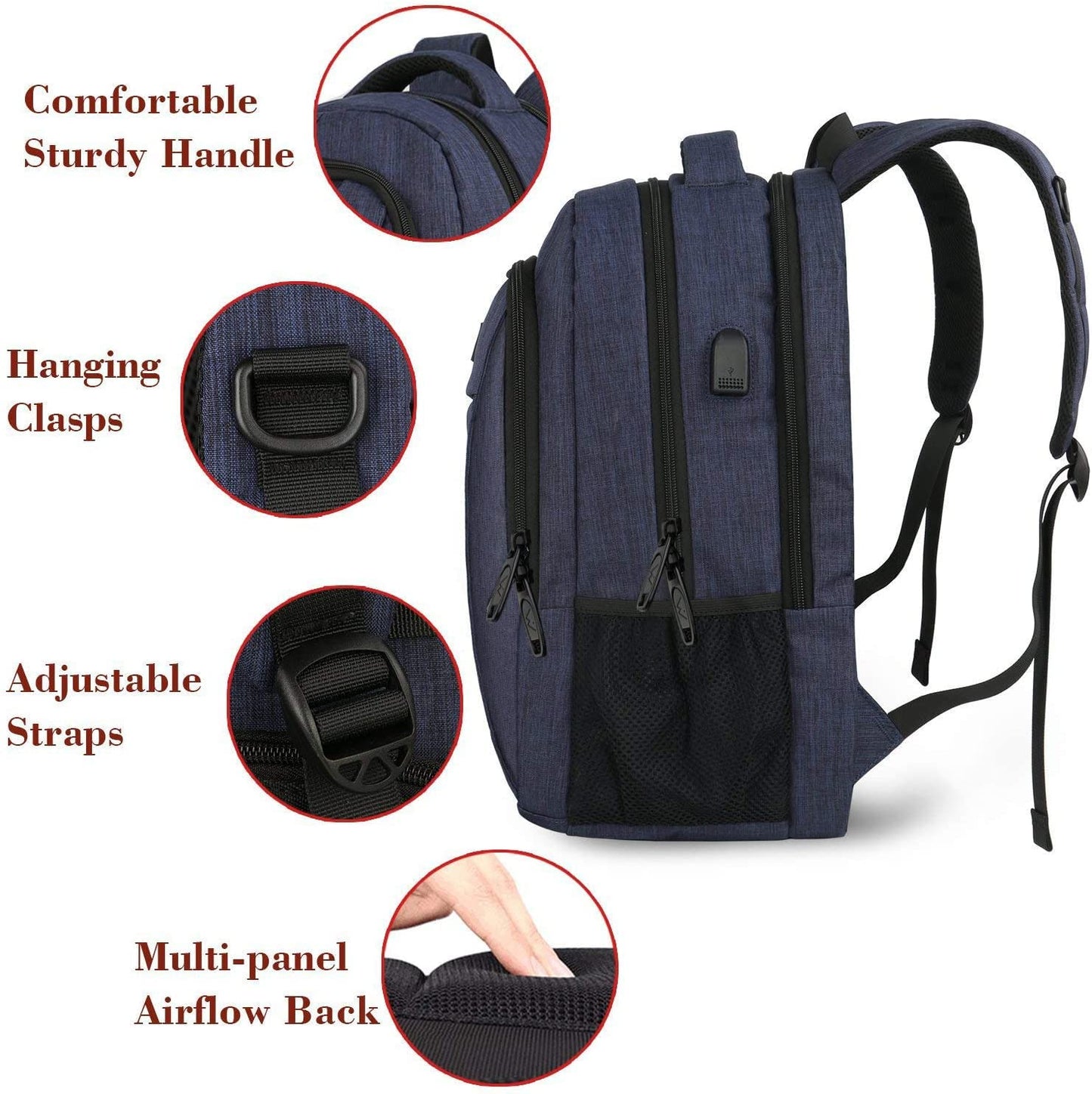 MATEIN Travel Laptop Backpack, Business Anti Theft Slim Sturdy Laptops Backpack with USB Charging Port, Water Resistant College School Computer Bag Gift for Men & Women Fits 15.6 Inch Notebook, Grey