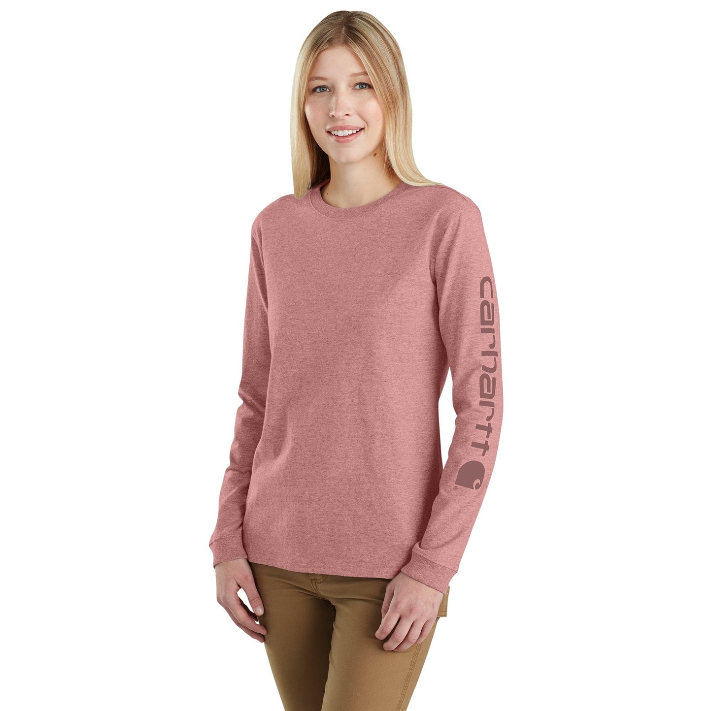 Carhartt Women's Plus Size Loose Fit Heavyweight Long Logo Sleeve Graphic T-Shirt