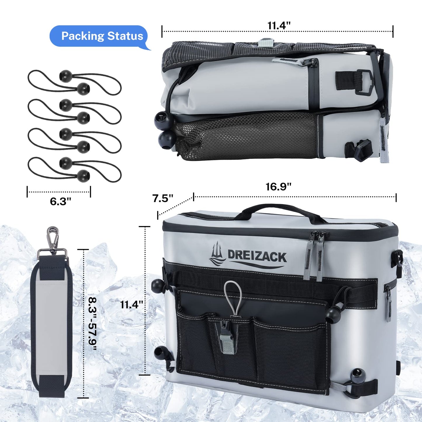 Dreizack Kayak Cooler Behind Seat, Waterproof Cooler for Kayaking,Paddle Board Cooler Compatible with Lawn-Chair Seat Kayak Accessories Cooler Bag Kayak Cooler Tow Behind for Camping Fishing
