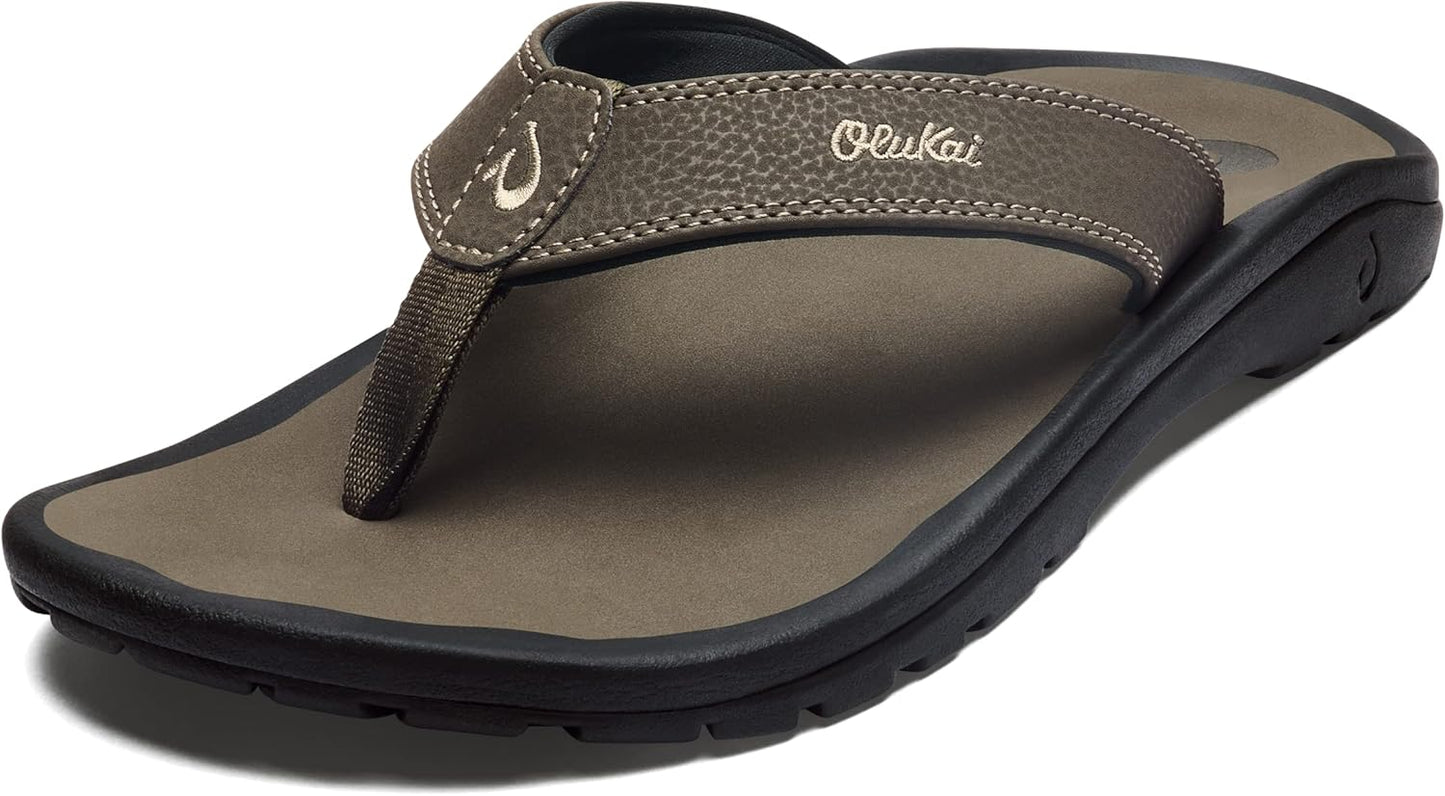 OLUKAI Ohana Men's Beach Sandals, Water Resistant Flip Flops, Arch Support & Comfort Fit, Lightweight & Durable, Enhanced Grip & Traction