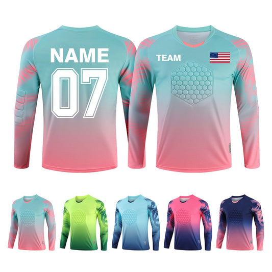 Custom Goalie Jersey Soccer for Adult/Kids Goalkeeper Jersey Personalized Long Sleeve Soccer Jersey with Name Team Logo