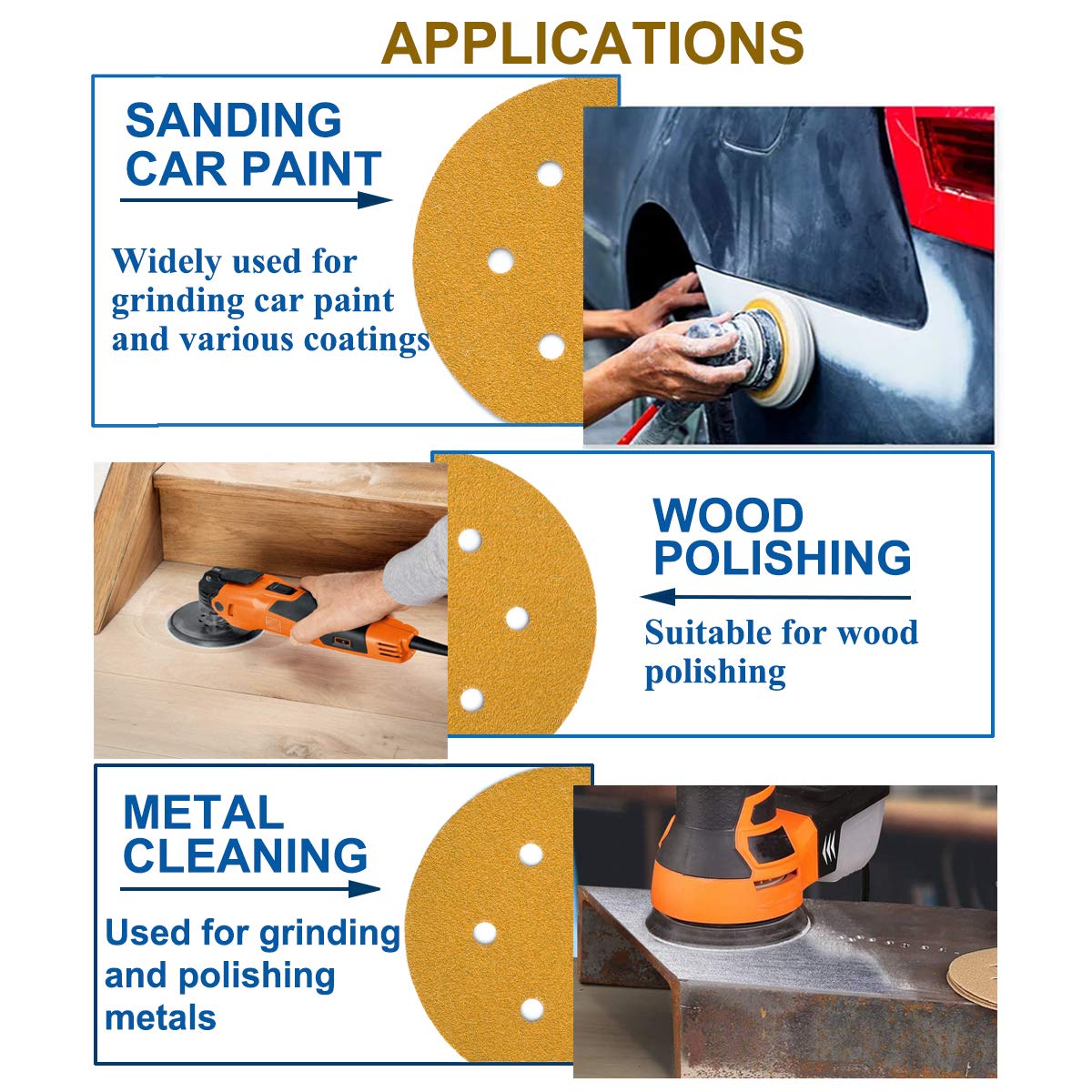 6-Inch 6-Hole Hook and Loop Sanding Discs 600-Grit, Random Orbital Sandpaper for Automotive and Woodworking, 100-Pack