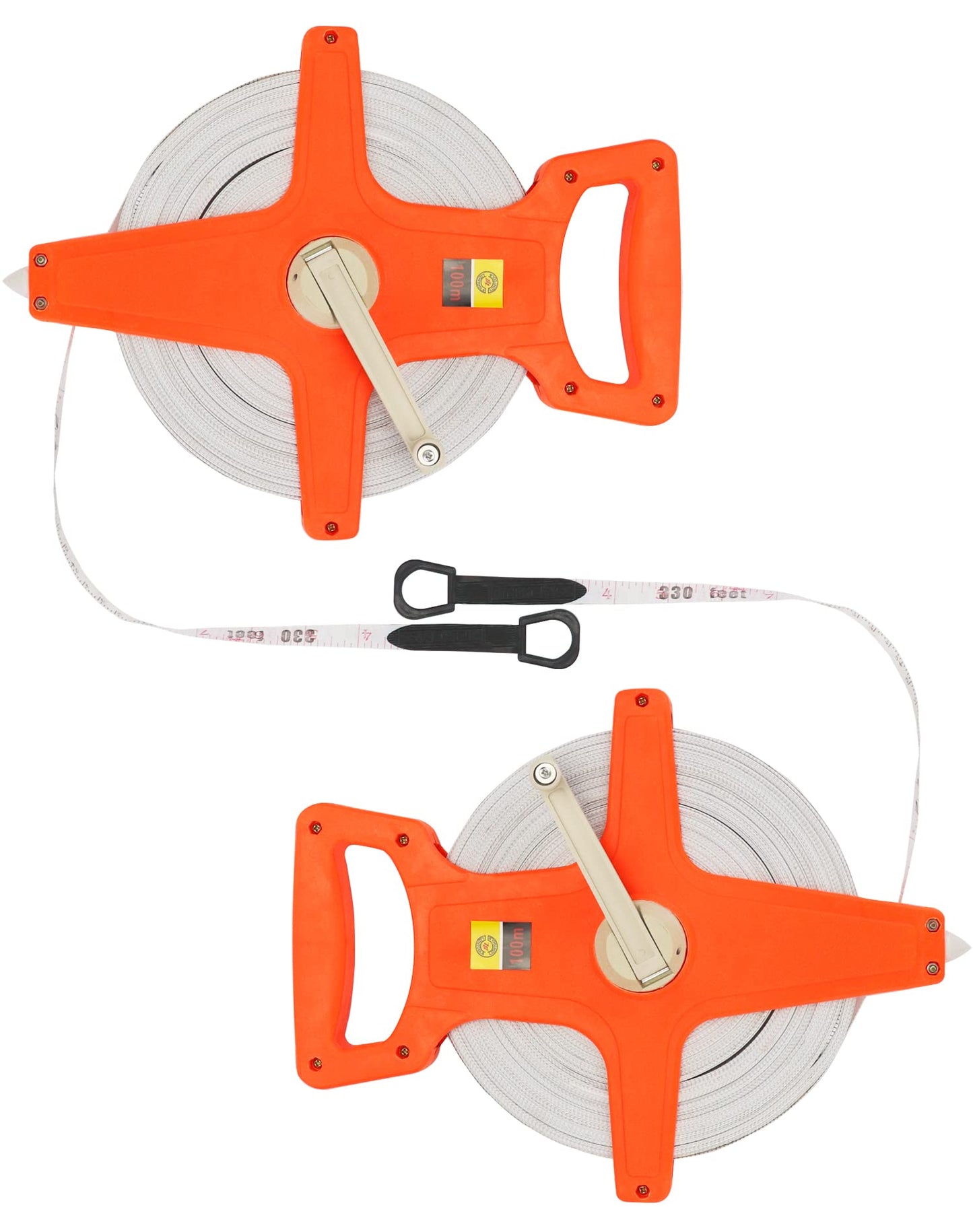 QWORK Tape Measure, 1/2" x 330' Open Reel Dual Sided Fiberglass Tape Measure for Engineer, Yard and Field, Measuring Tape