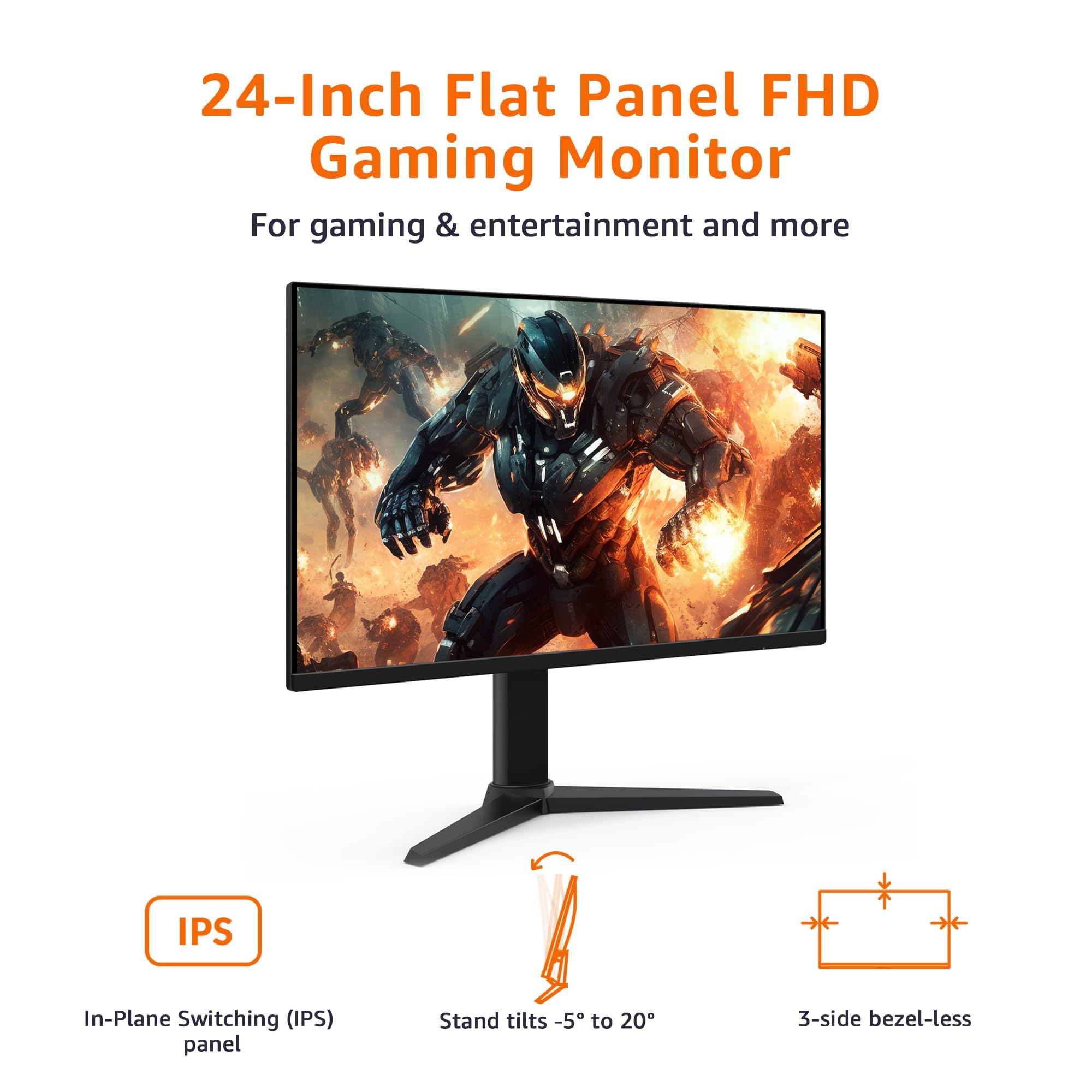 Amazon Basics 24 Inch (23.8 inch viewable) Gaming Monitor, FHD