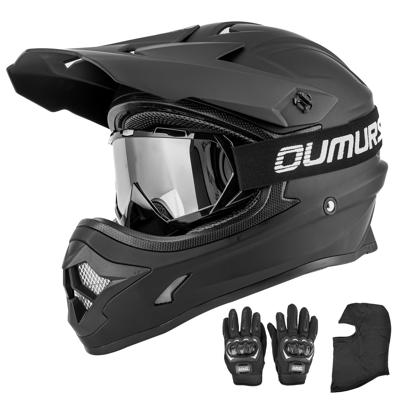 Adult ATV Dirt Bike Helmet with Goggles Gloves & Mask Quick Release Bu –