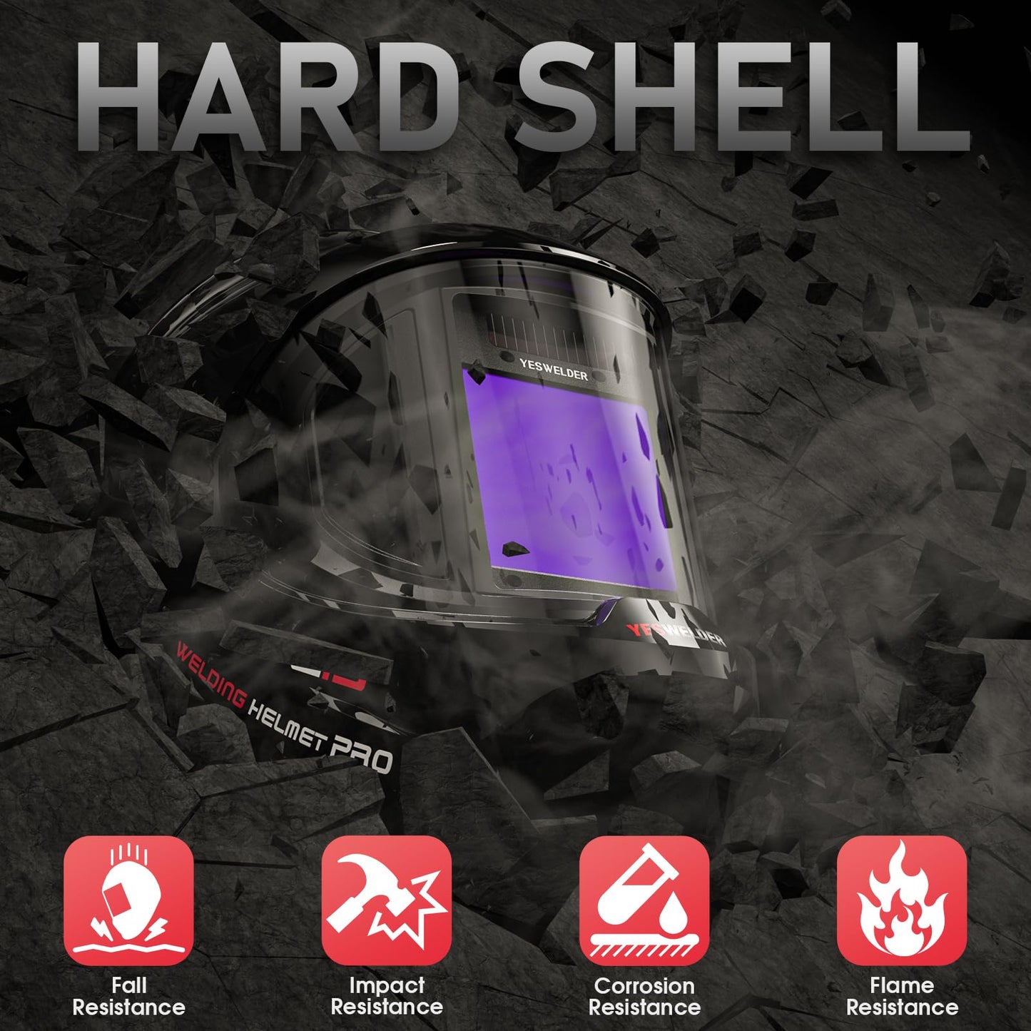 YESWELDER Large Viewing True Color Solar Powered Auto Darkening Welding Helmet with SIDE VIEW, 4 Arc Sensor Wide Shade 4/5-9/9-13 Welder Mask for TIG MIG ARC Grinding Plasma LYG-Q800D